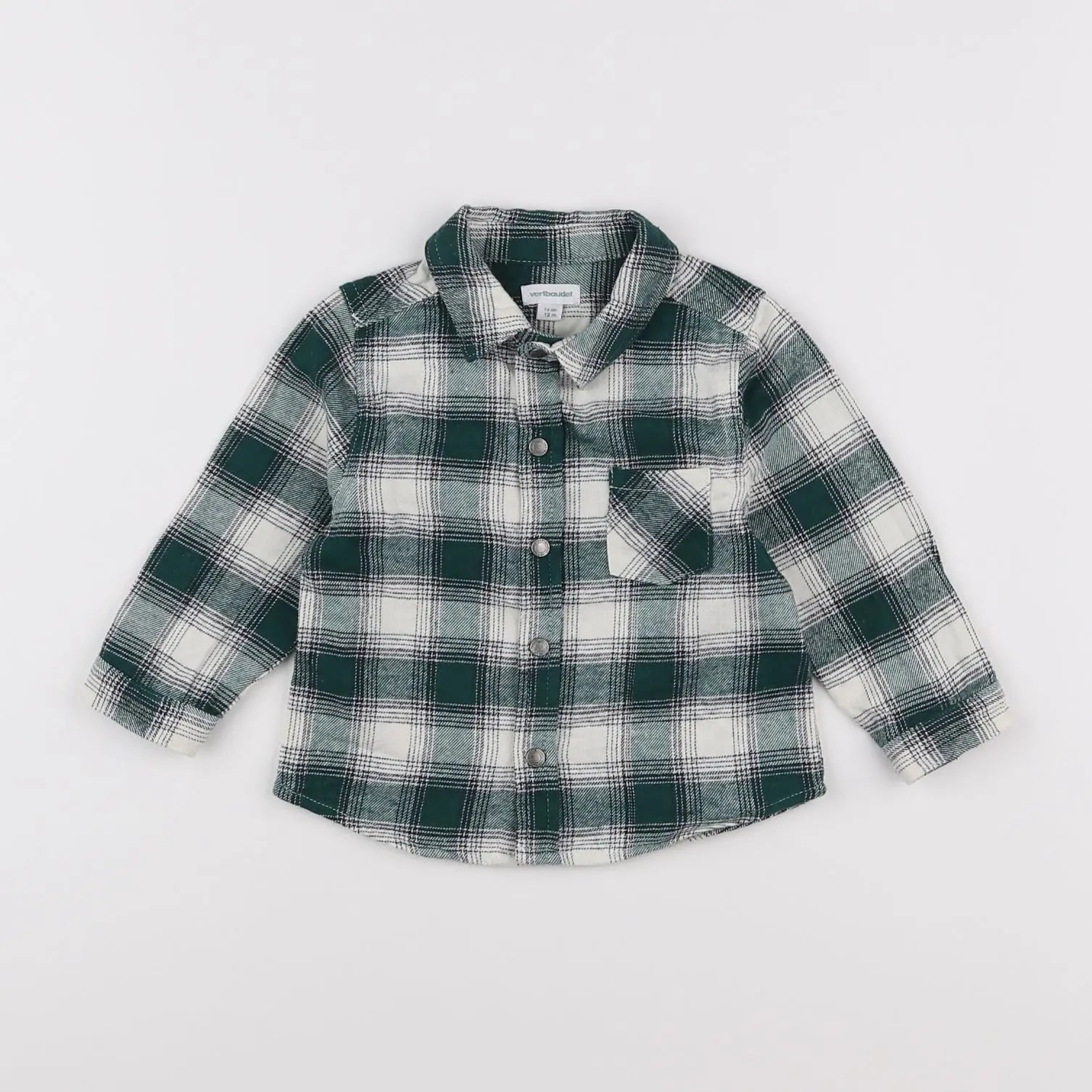 Vertbaudet - chemise blanc, vert - 12 mois