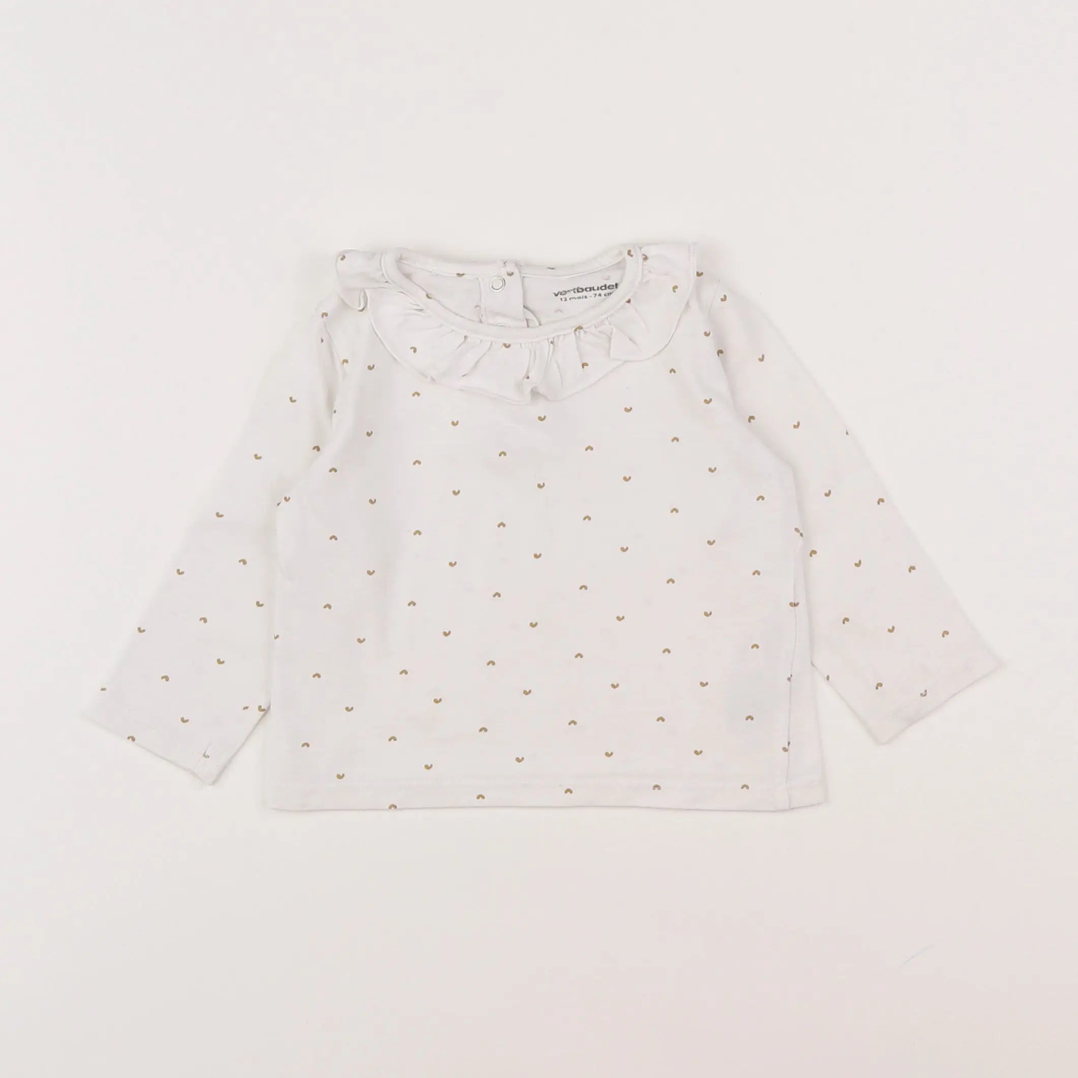 Vertbaudet - tee-shirt blanc, or - 12 mois