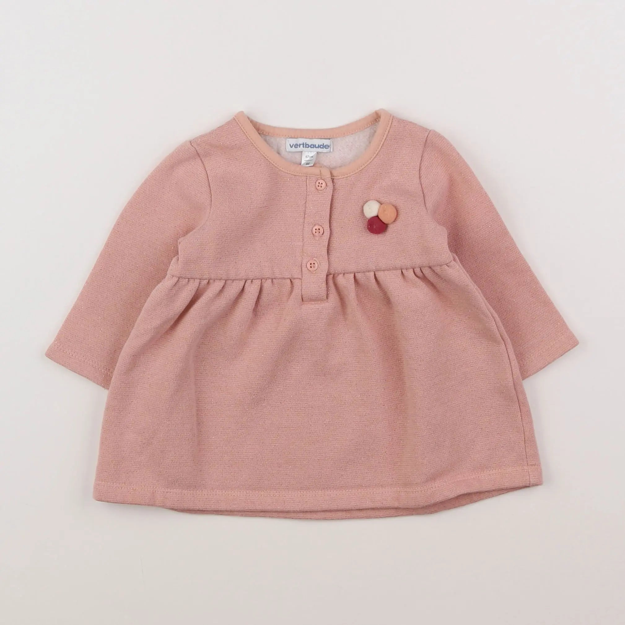 Vertbaudet - robe rose, or - 6 mois