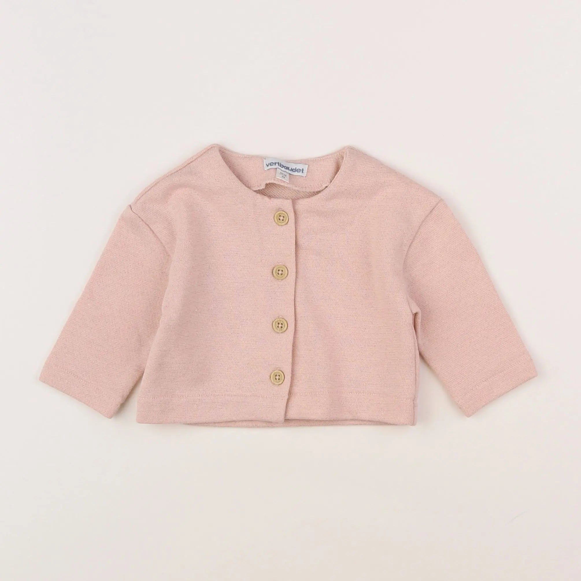 Vertbaudet - gilet rose, or - 3 mois