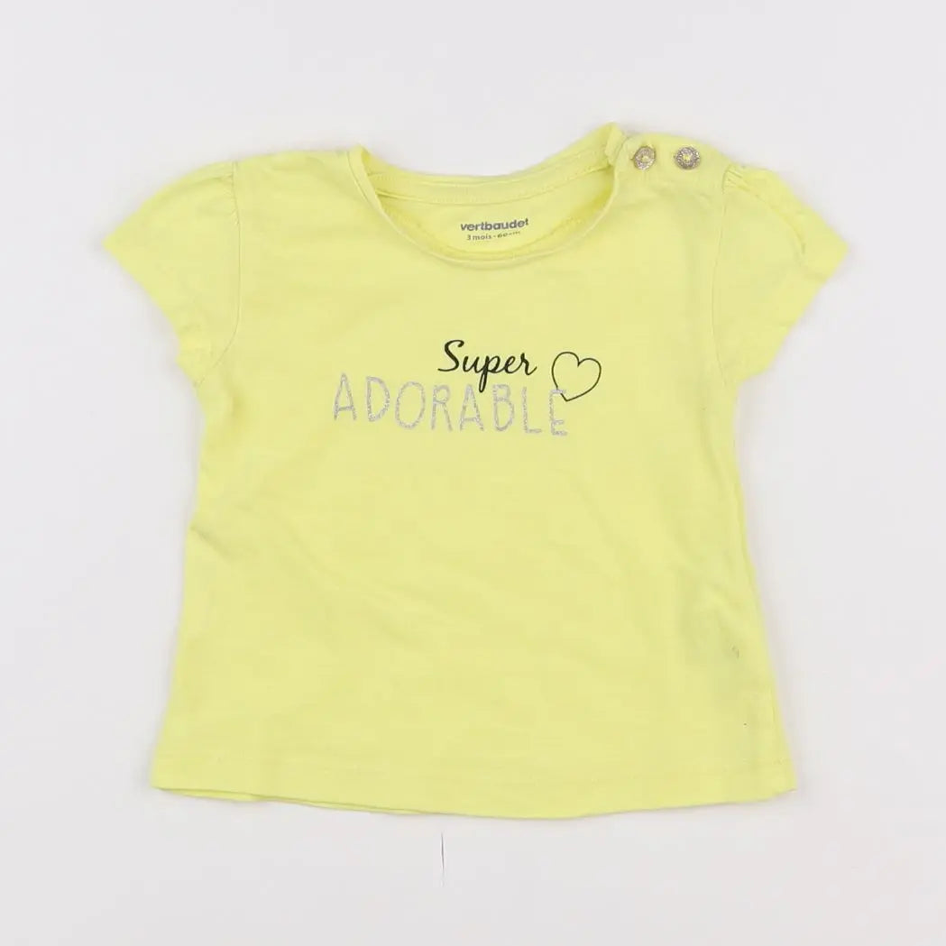 Vertbaudet - tee-shirt jaune - 3 mois