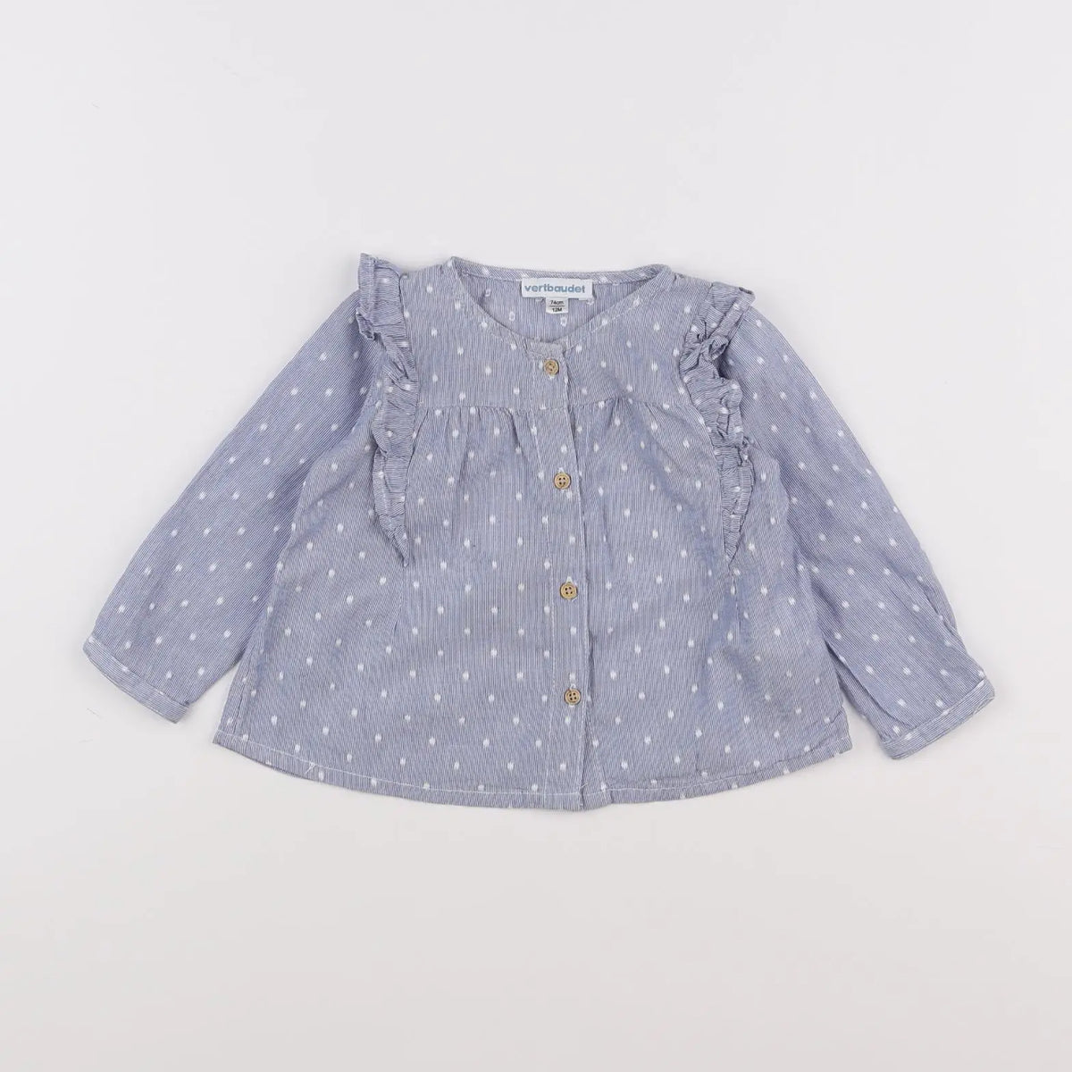 Vertbaudet - blouse bleu, blanc - 12 mois