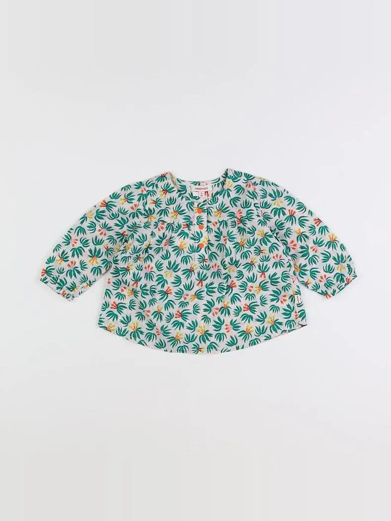 Catimini - blouse beige, vert - 6 mois