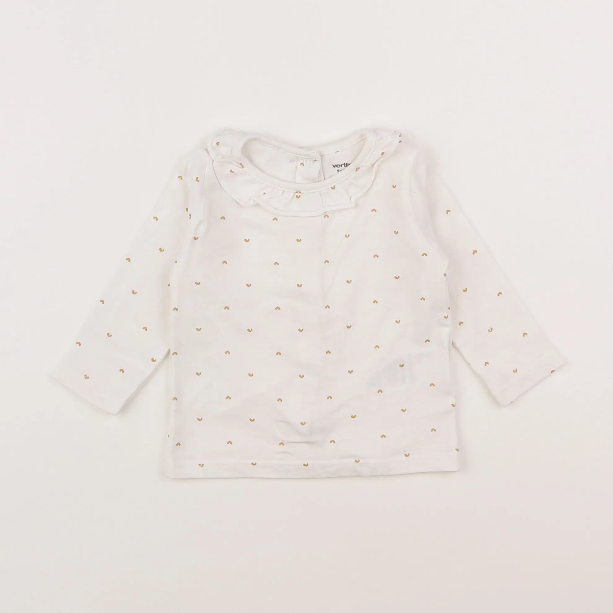 Vertbaudet - tee-shirt blanc, or - 6 mois