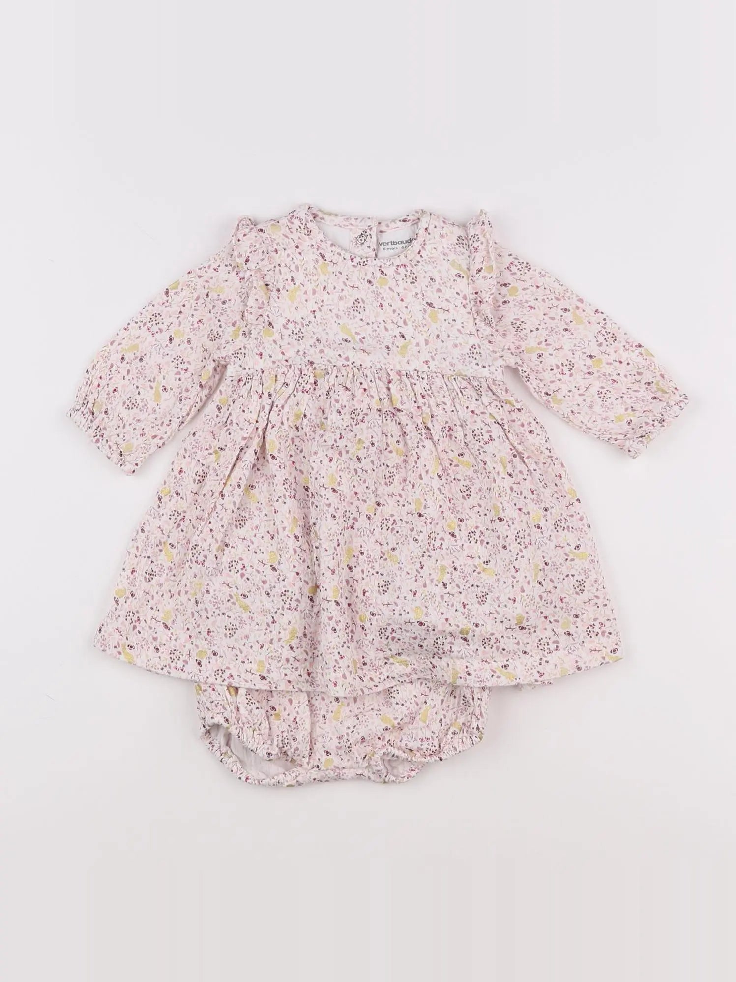 Vertbaudet - robe rose, blanc - 6 mois