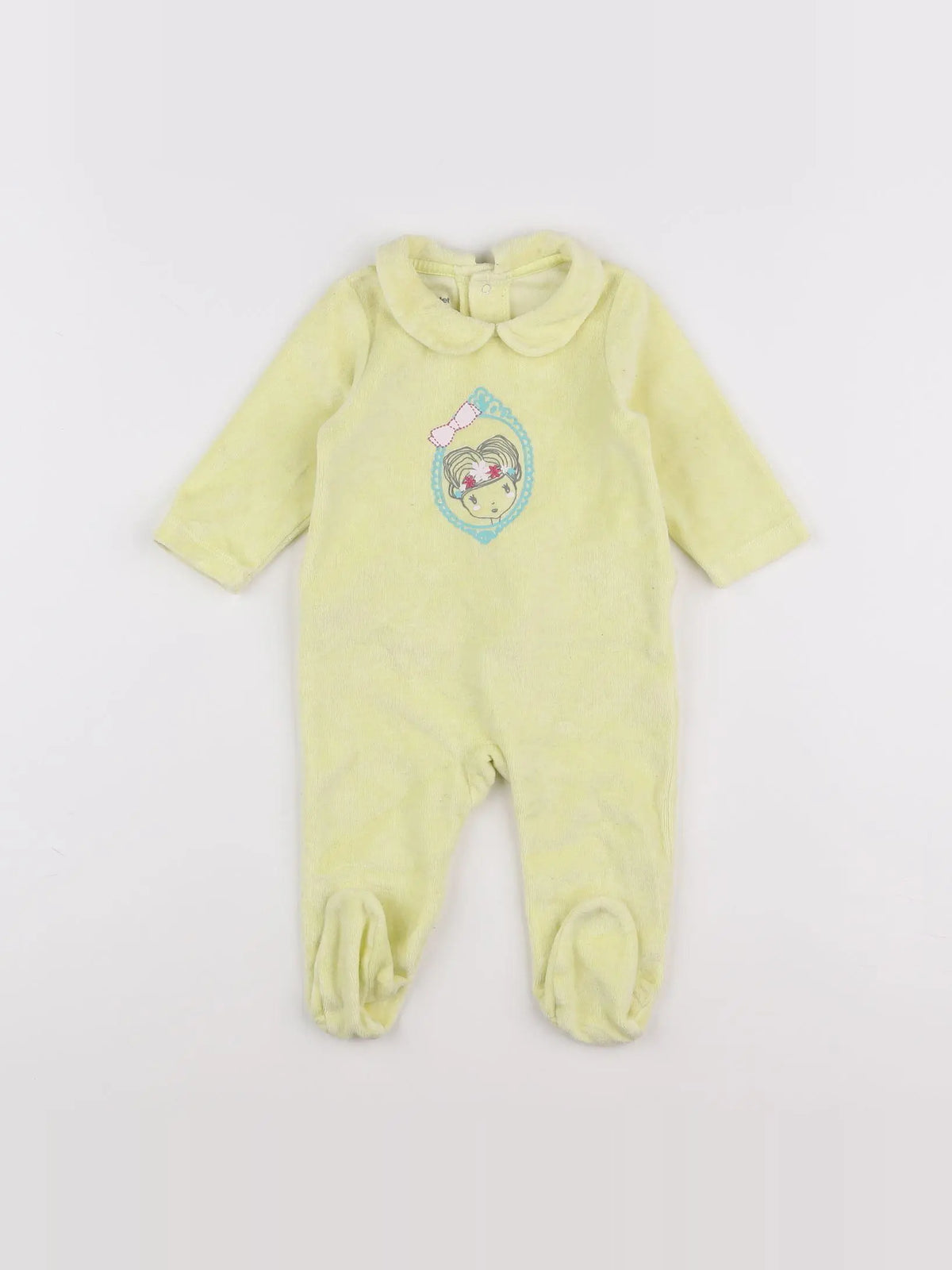 Vertbaudet - pyjama velours jaune - 6 mois