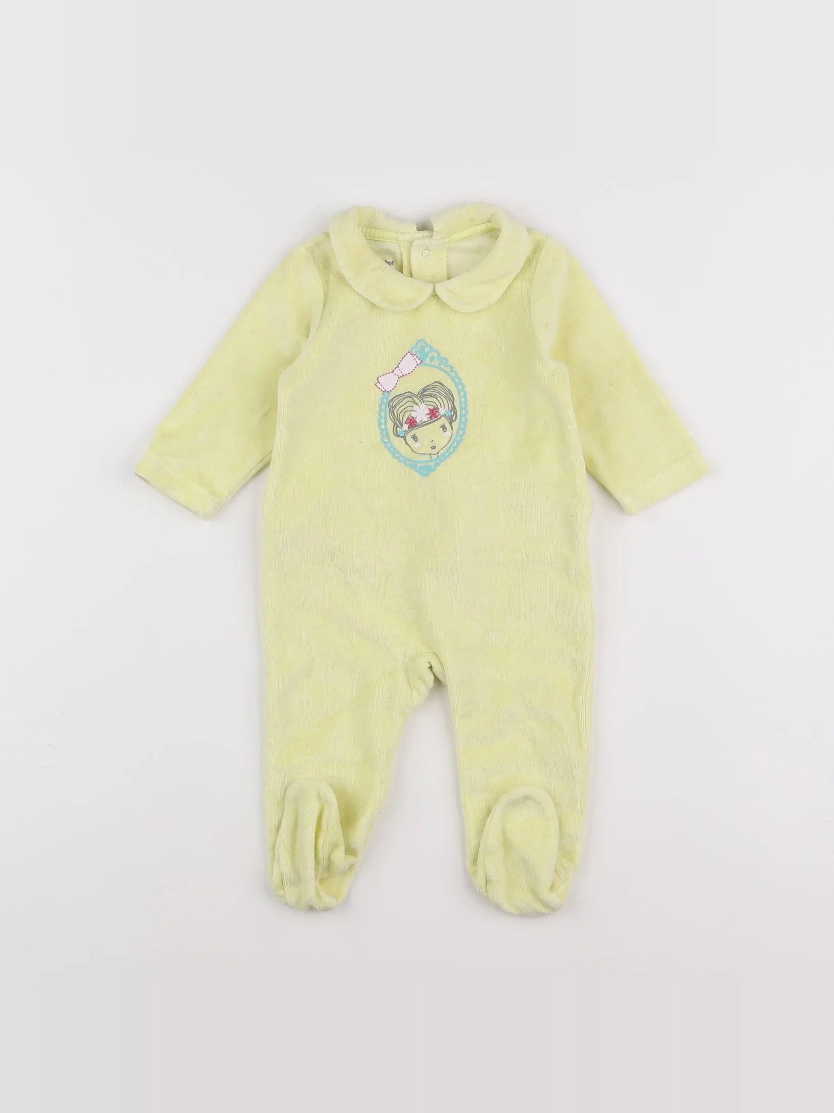 Vertbaudet - pyjama velours jaune - 6 mois