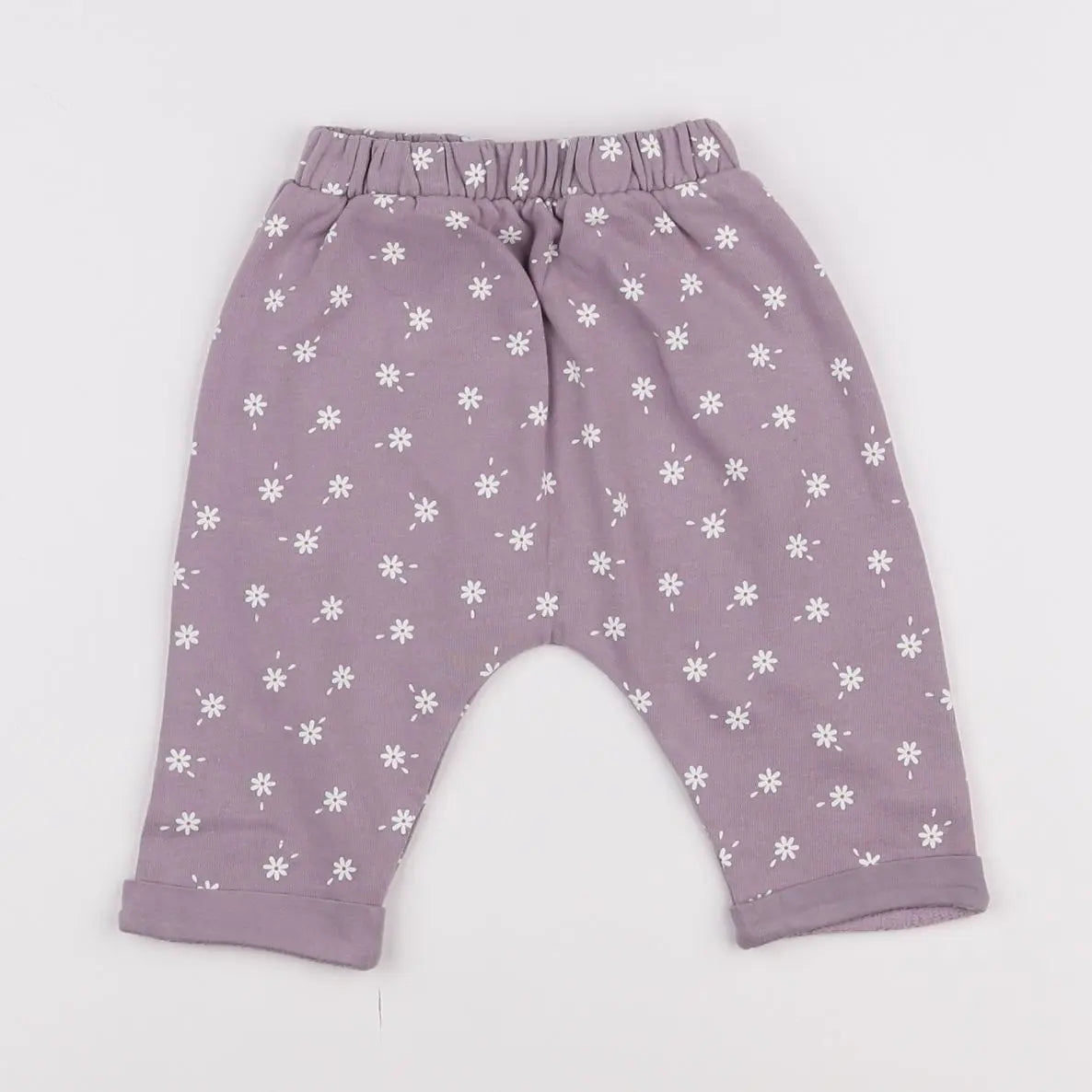 Vertbaudet - sarouel violet, blanc - 6 mois