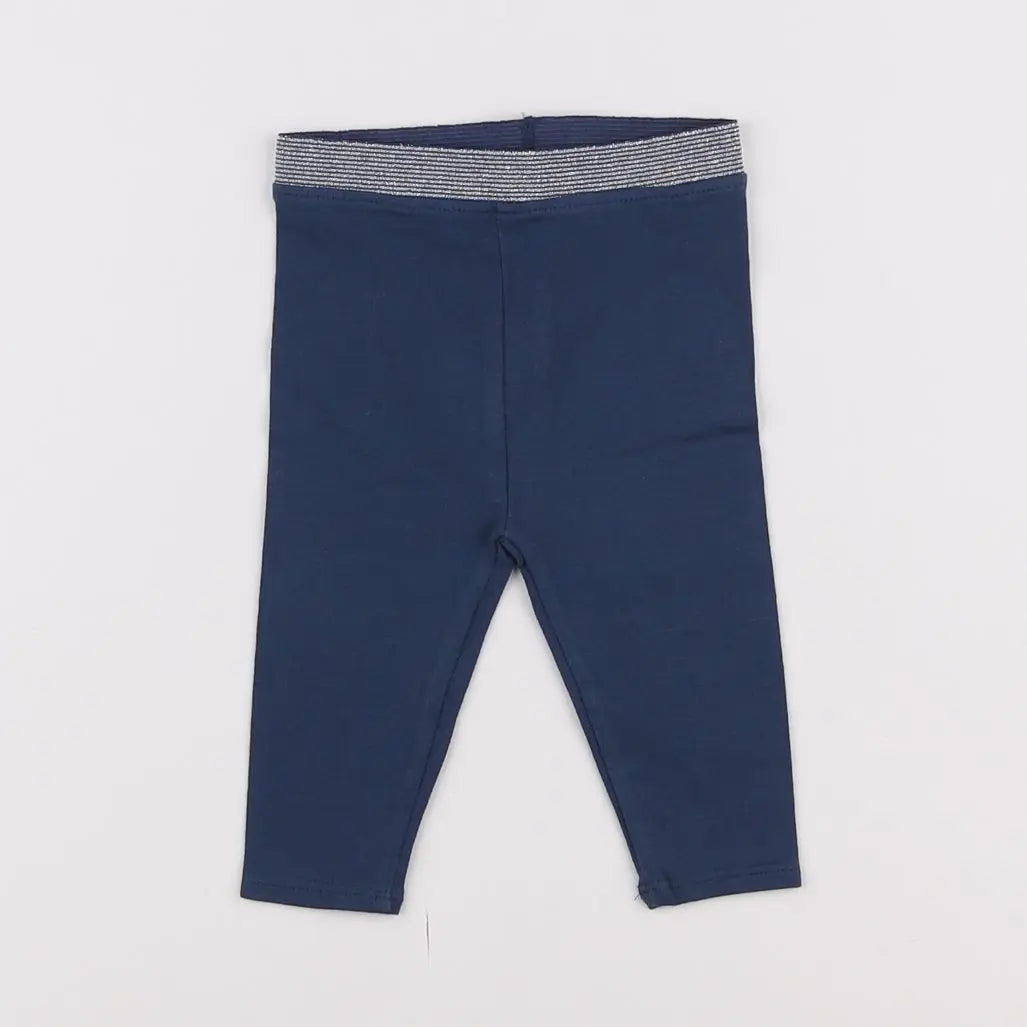Vertbaudet - legging bleu, argent - 3 mois