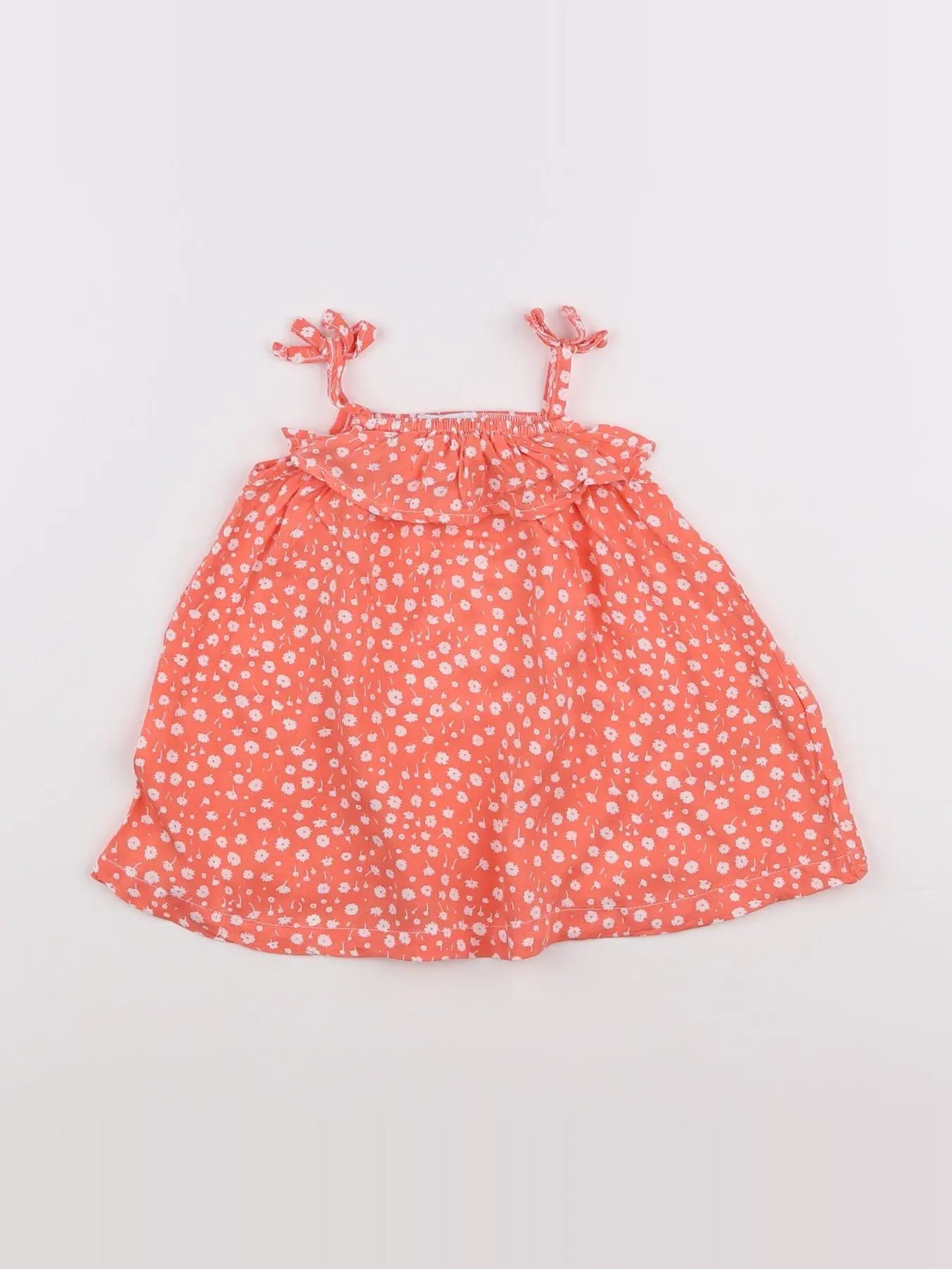 Vertbaudet - robe orange, blanc - 3 mois