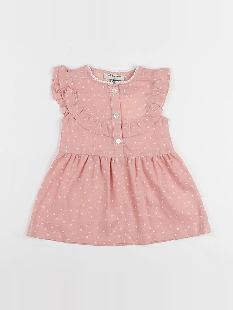 Robe rose étoiles blanches