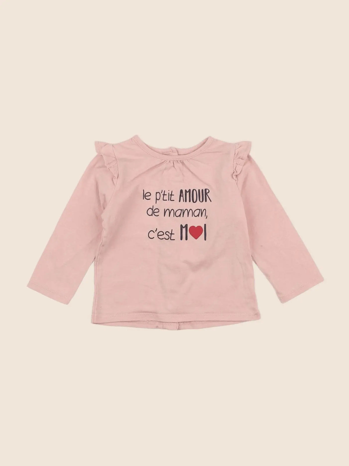 Vertbaudet - tee-shirt rose, rouge - 9 mois