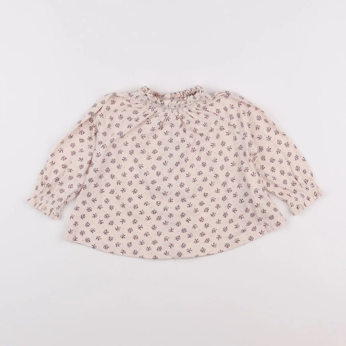 Vertbaudet - blouse beige, rose - 12 mois
