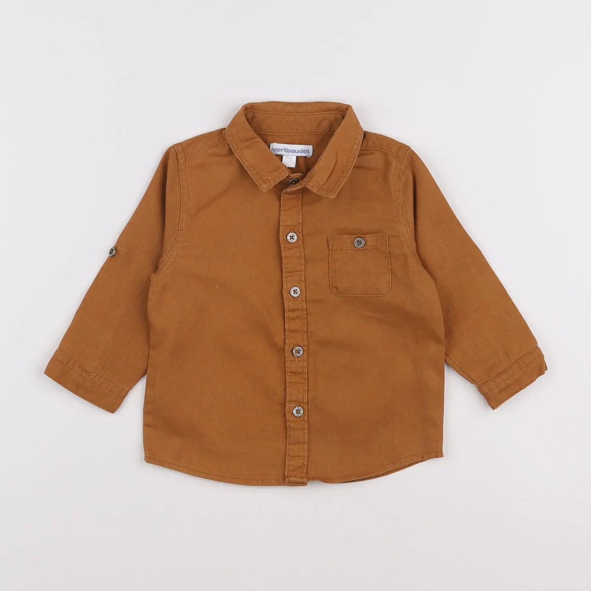 Vertbaudet - chemise marron - 12 mois