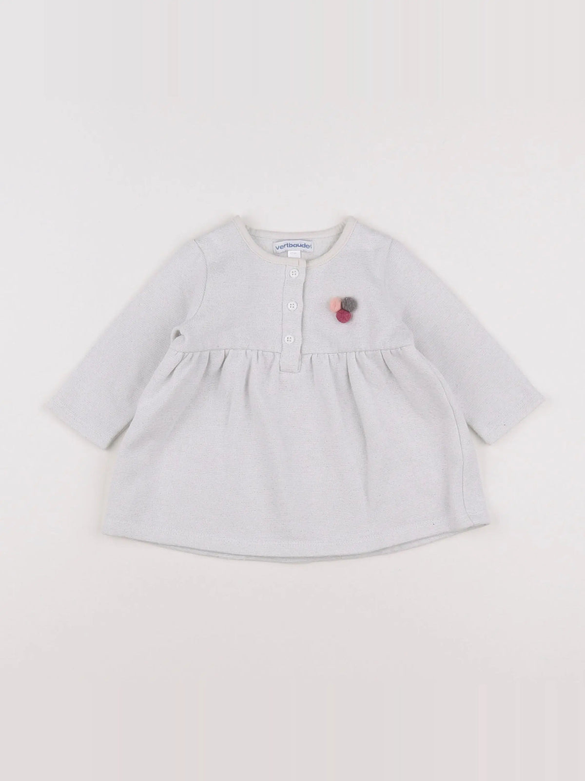 Vertbaudet - robe blanc, argent - 6 mois