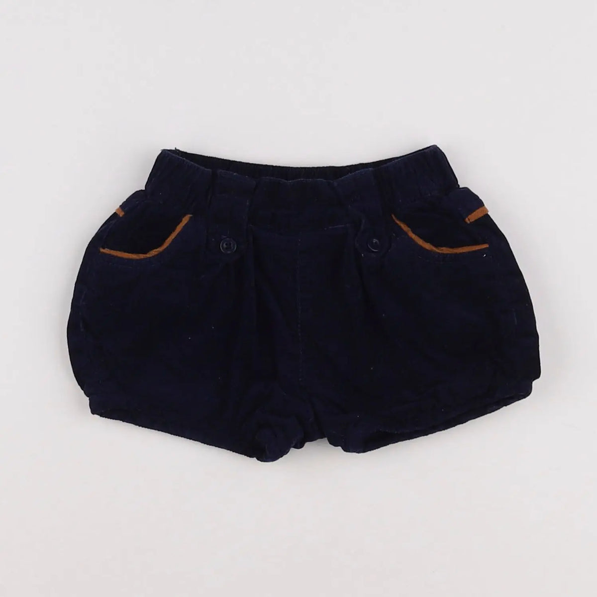 Vertbaudet - short bleu, marron - 9 mois