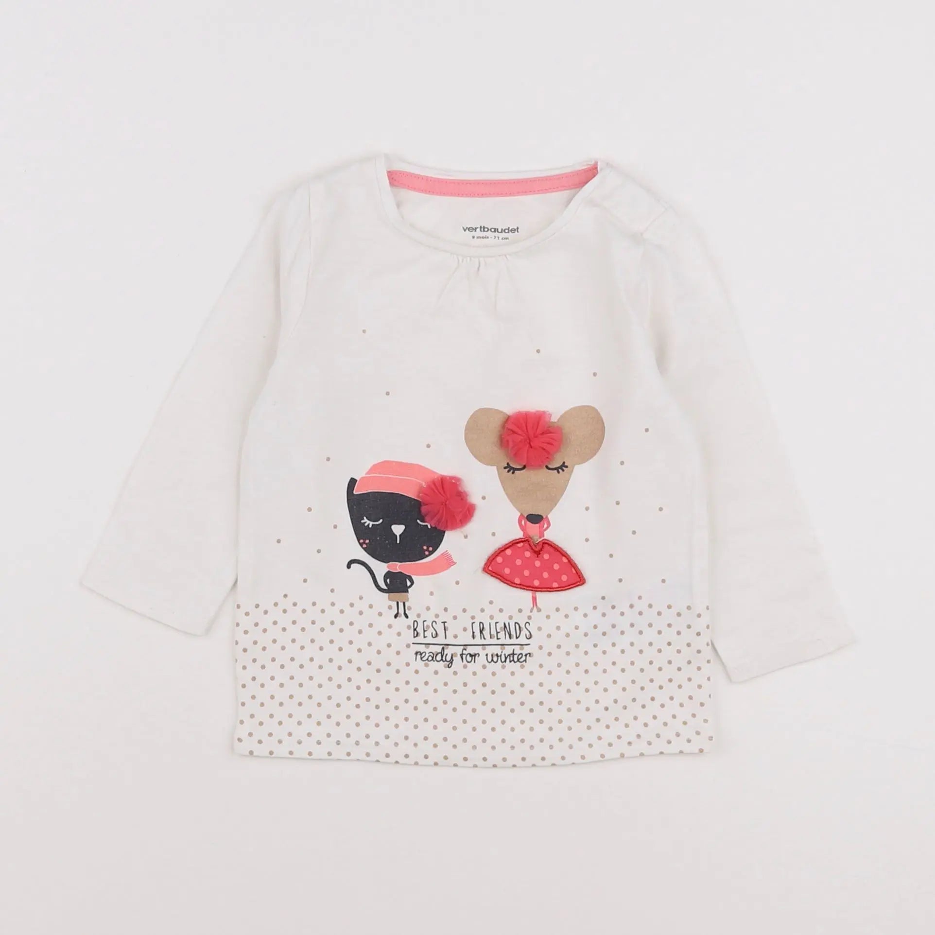 Vertbaudet - tee-shirt blanc - 9 mois