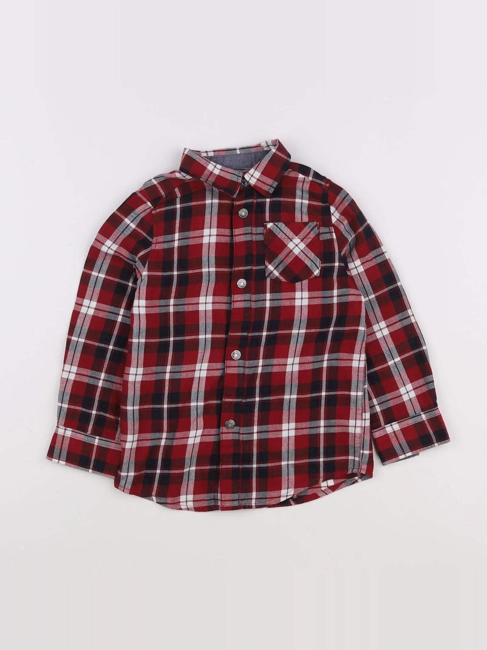 Vertbaudet - chemise imprimé au dos bleu, rouge - 4 ans