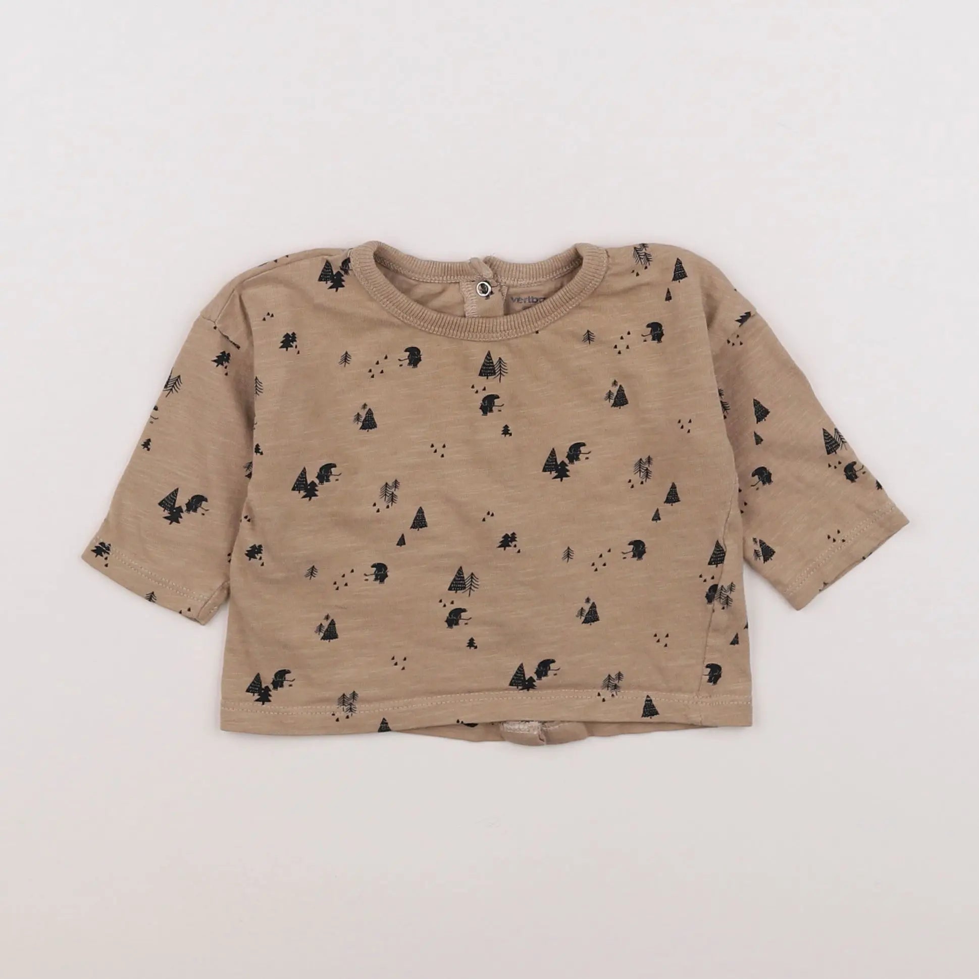 Vertbaudet - tee-shirt beige, noir - 6 mois