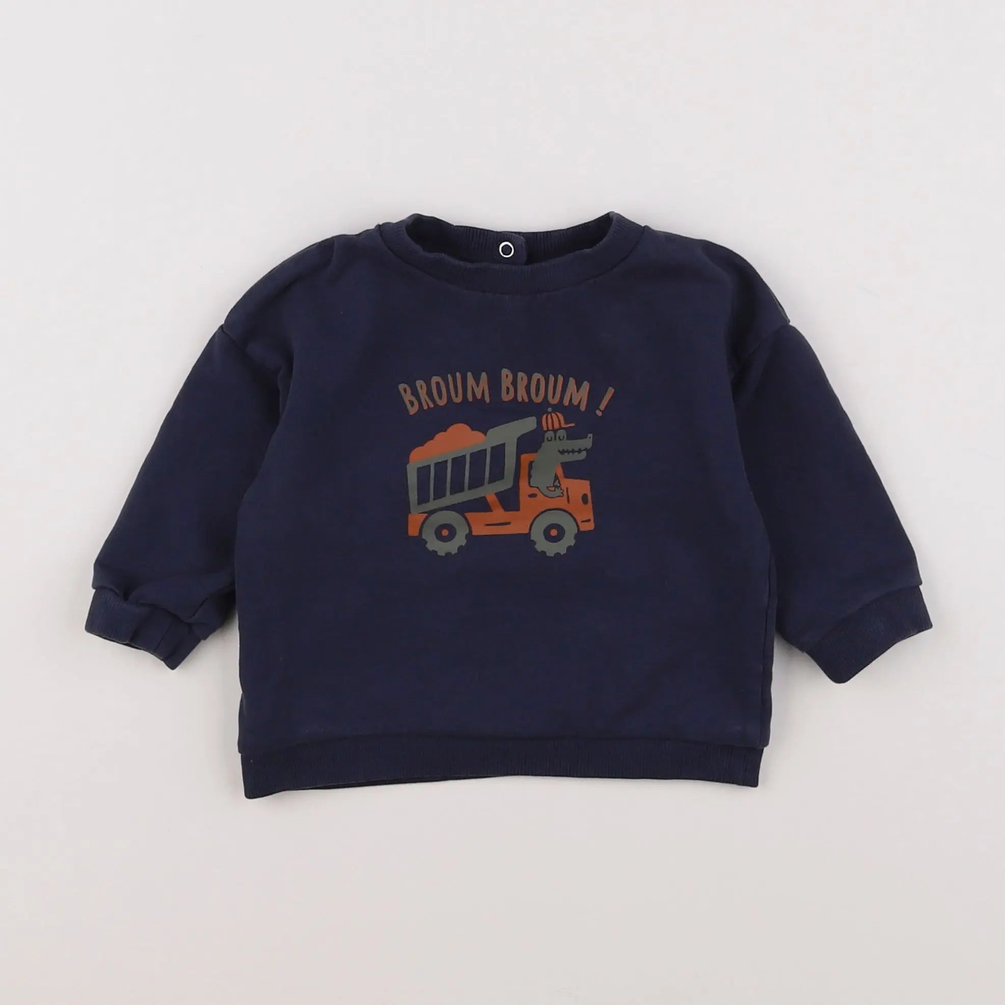 Vertbaudet - sweat bleu, marron - 9 mois