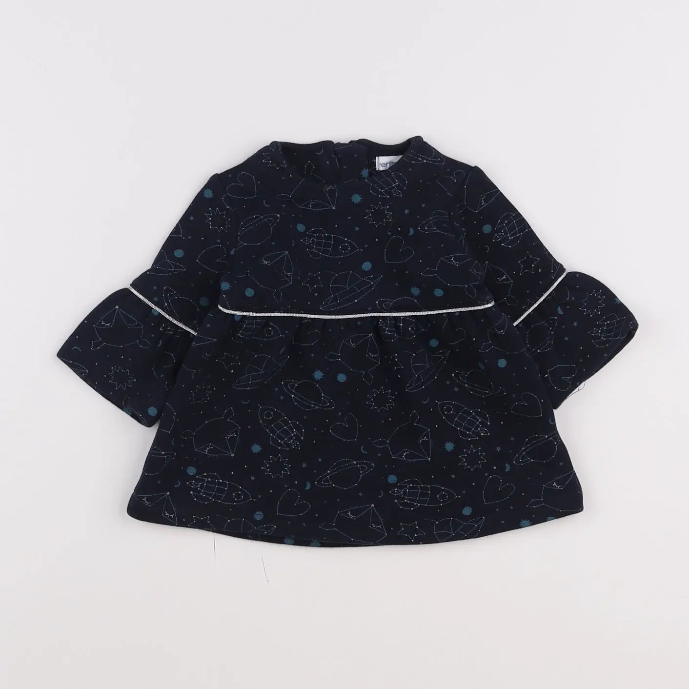 Vertbaudet - robe bleu, argent - 3 mois