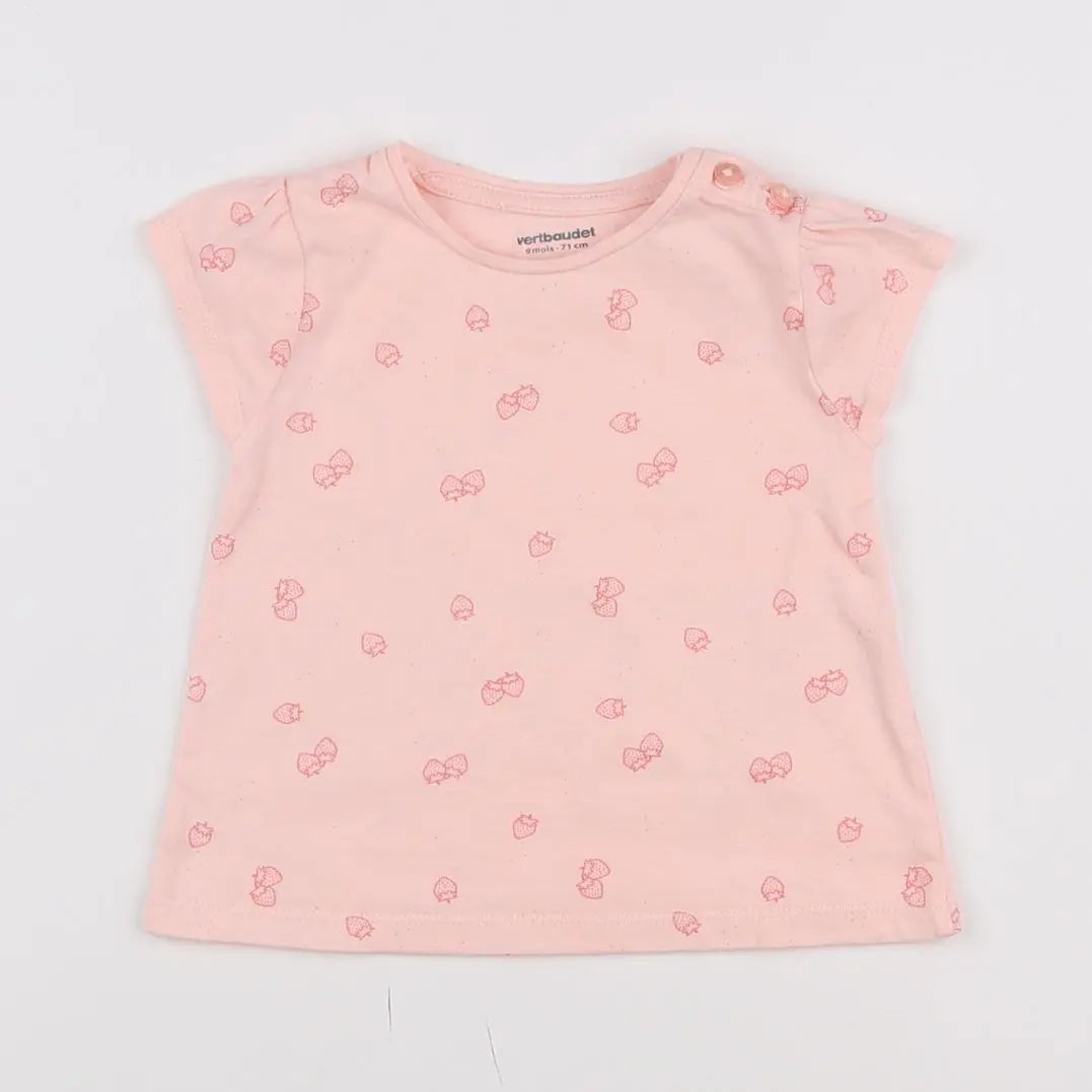 Vertbaudet - tee-shirt rose - 9 mois