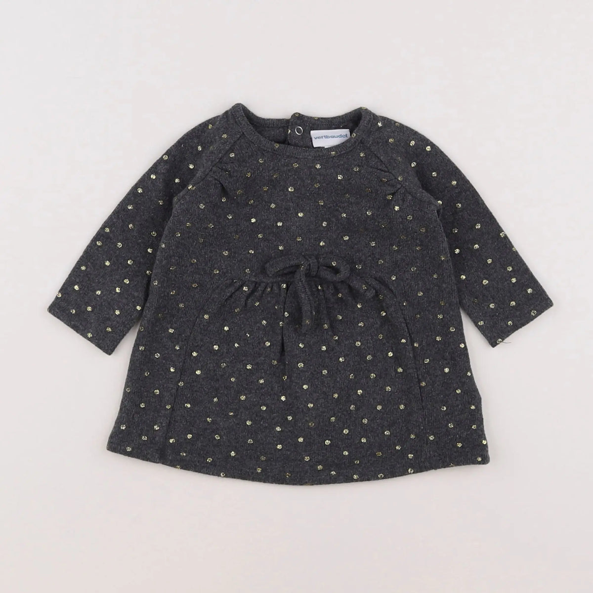 Vertbaudet - robe gris, or - 3 mois