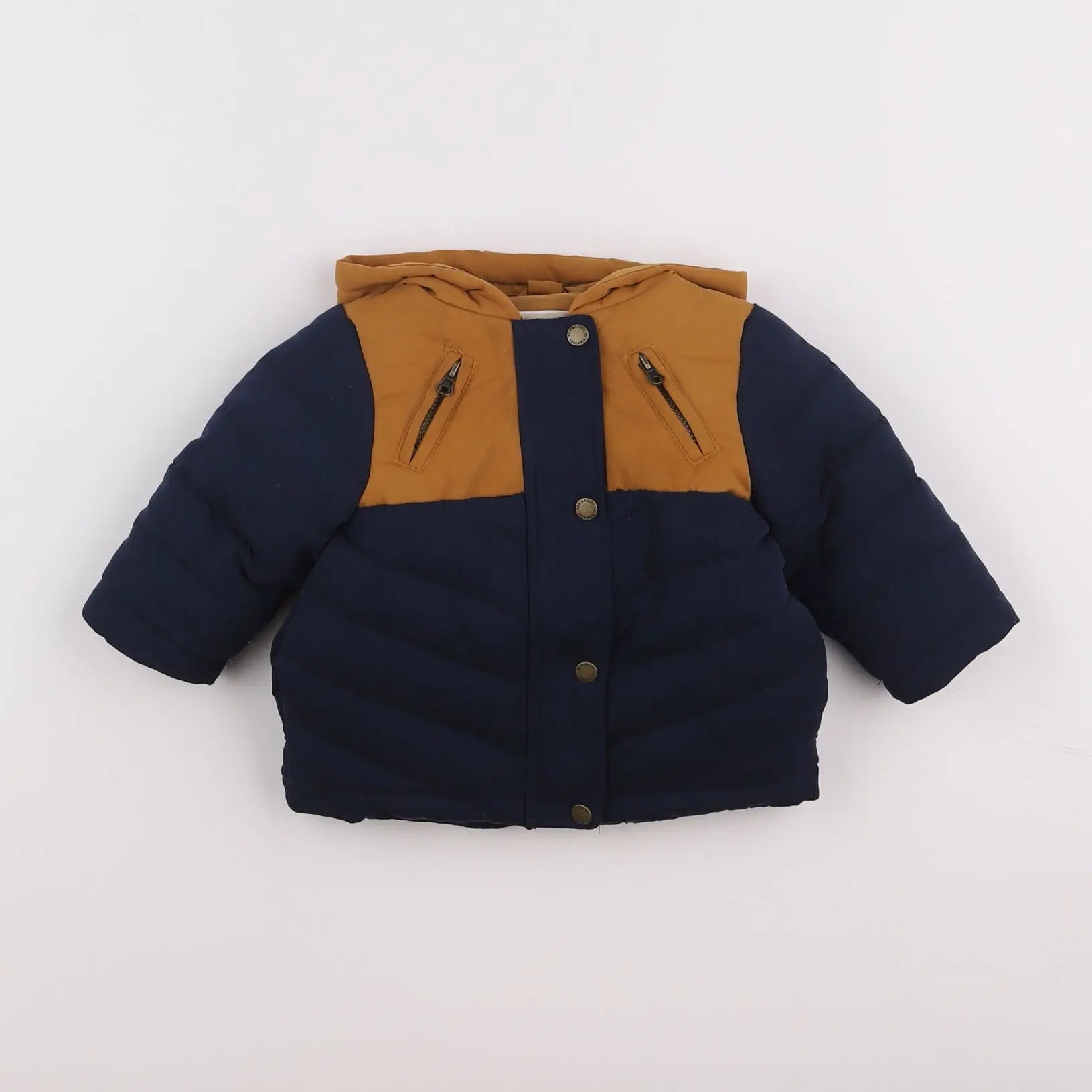 Vertbaudet - parka marron, bleu - 6 mois
