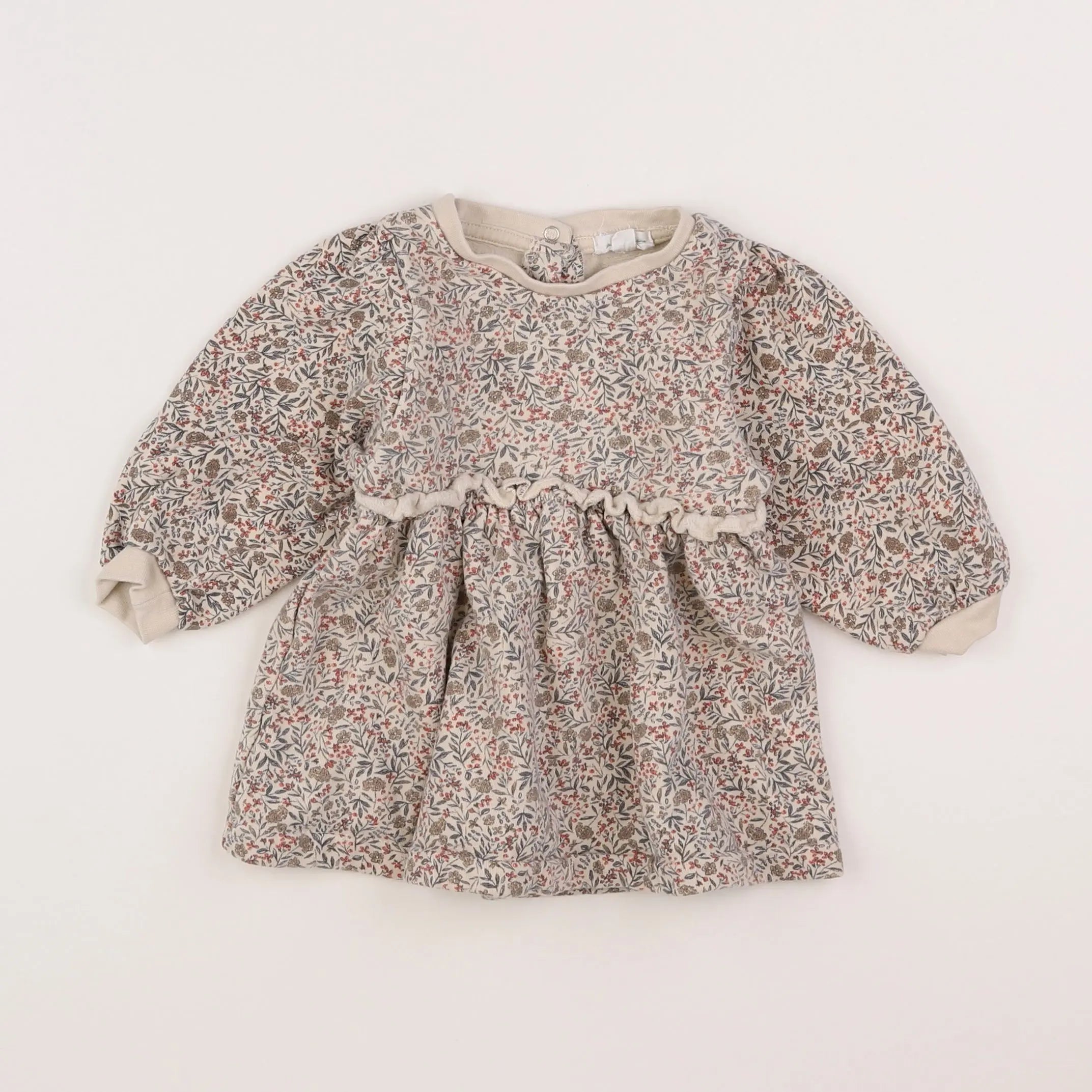 Vertbaudet - robe rose, beige - 9 mois