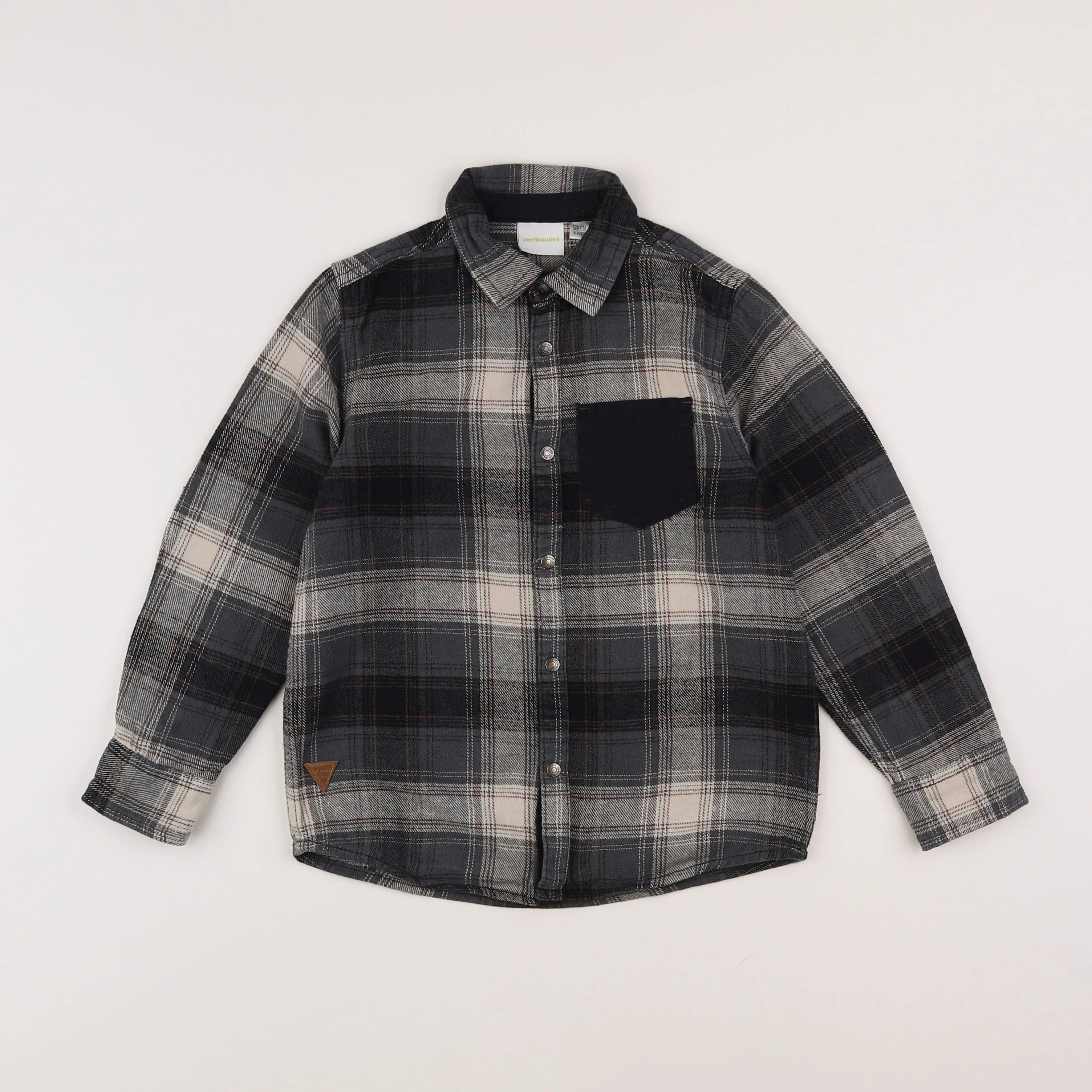 Vertbaudet - chemise gris - 8 ans