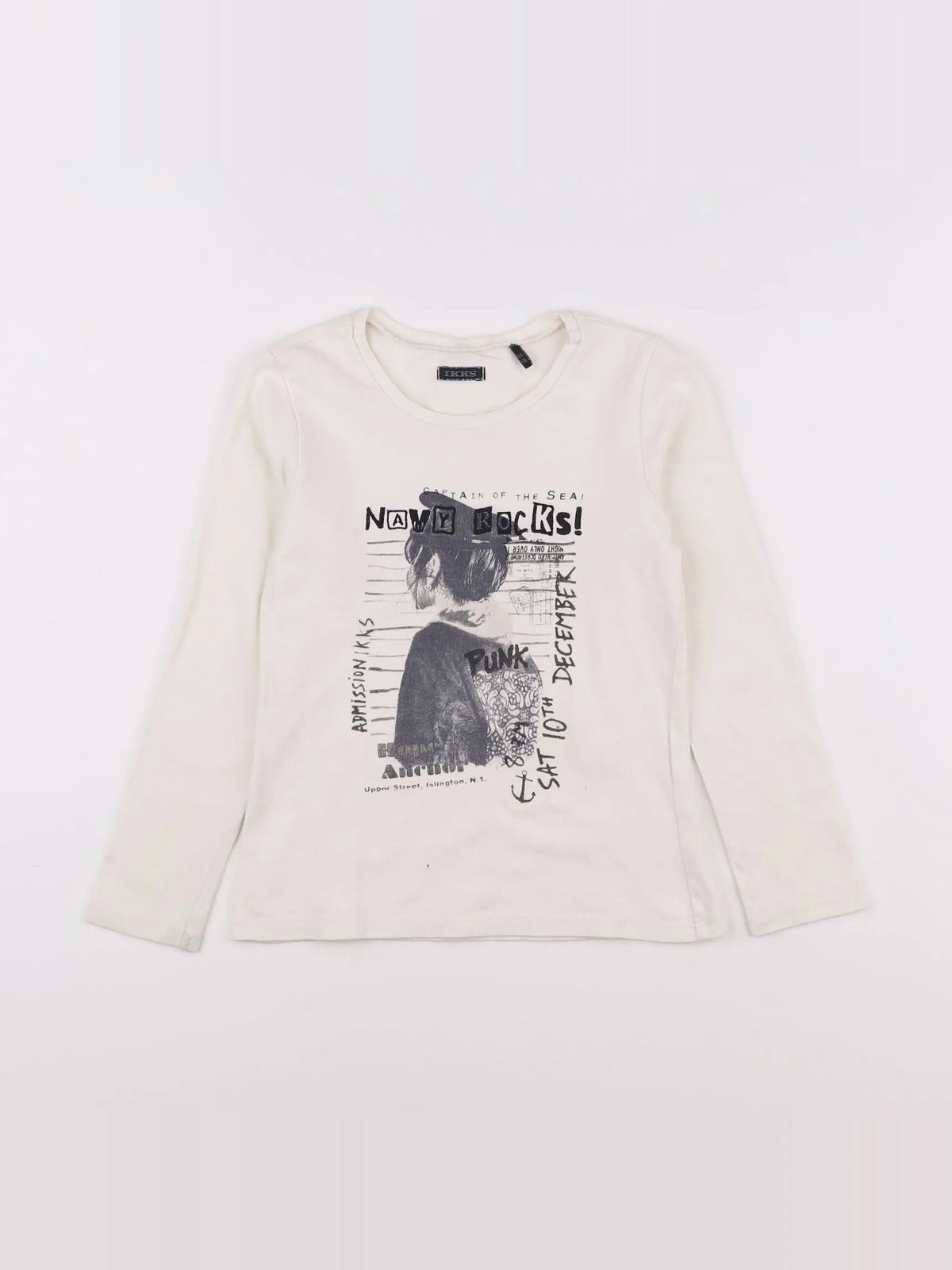 IKKS - tee-shirt blanc, gris - 6 ans