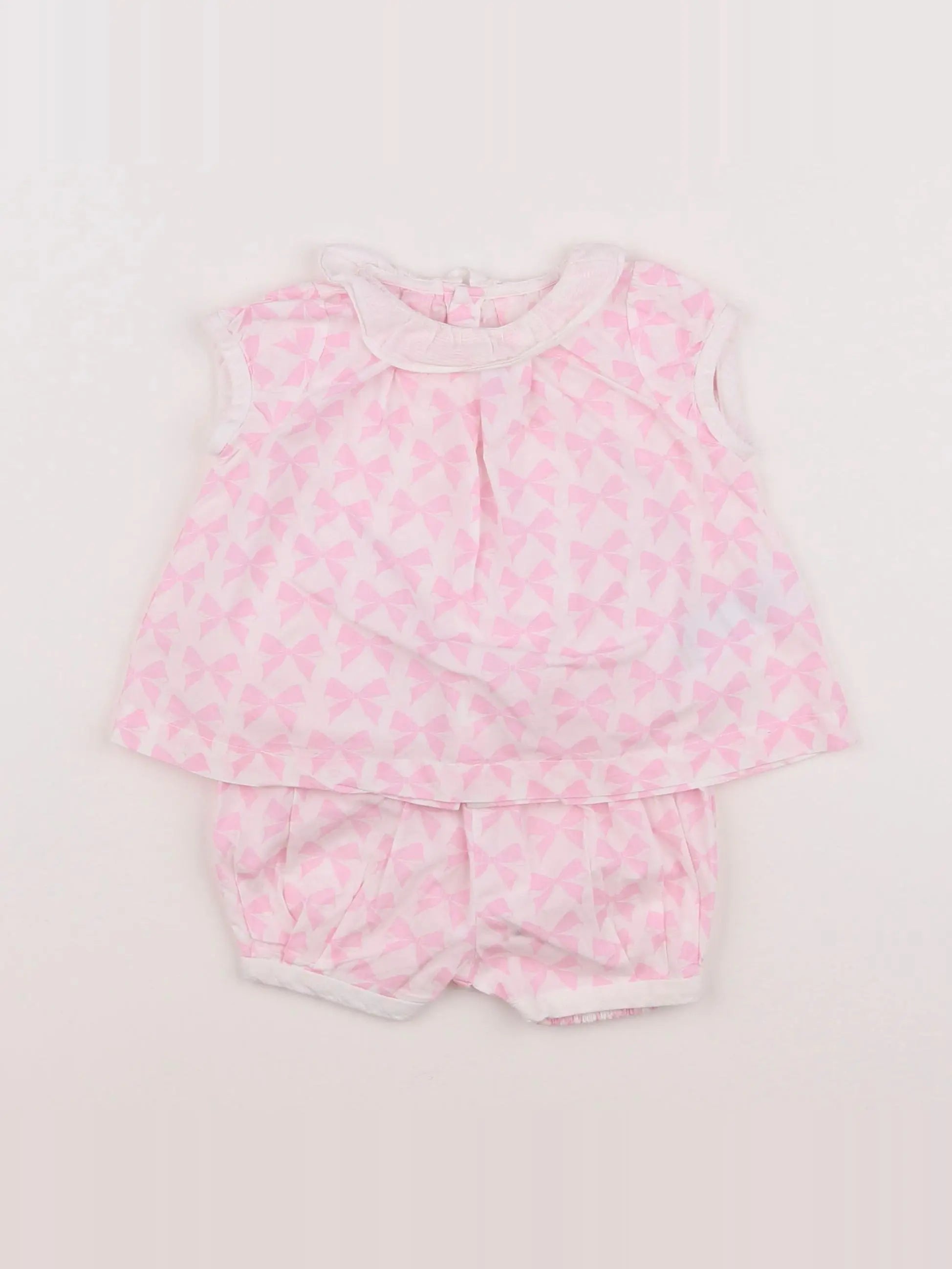 Jacadi - ensemble blanc, rose - 6 mois