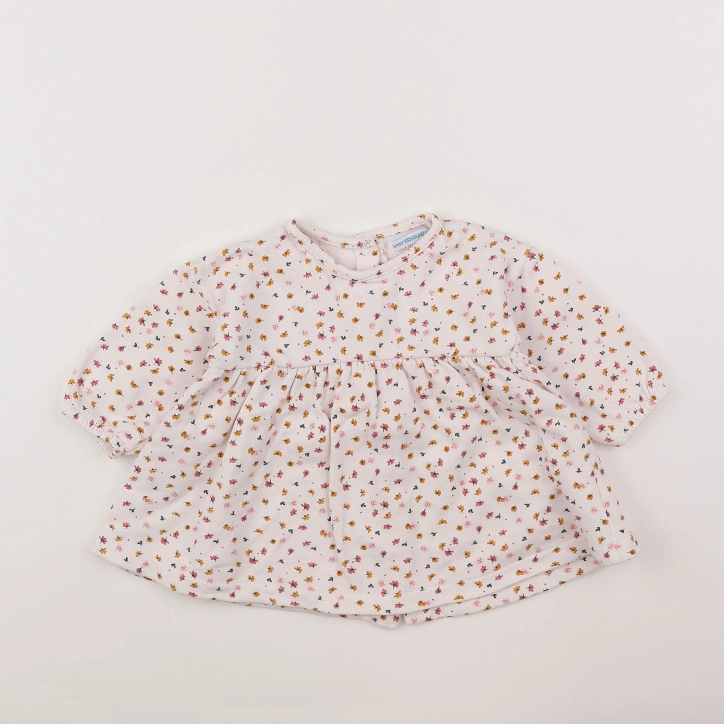 Vertbaudet - robe blanc, rose - 9 mois