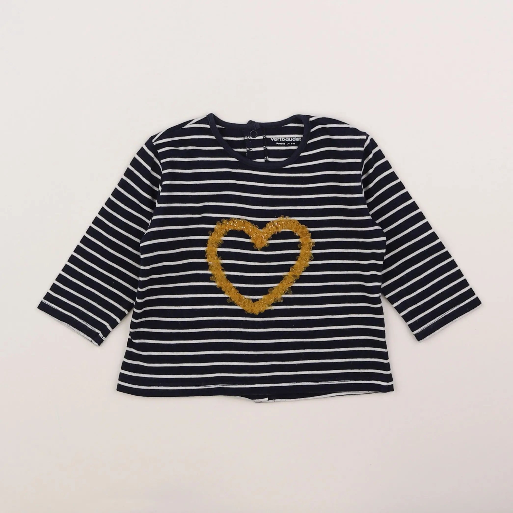 Vertbaudet - tee-shirt bleu, blanc - 9 mois