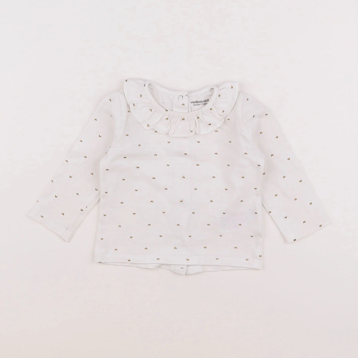 Vertbaudet - tee-shirt blanc, or - 9 mois