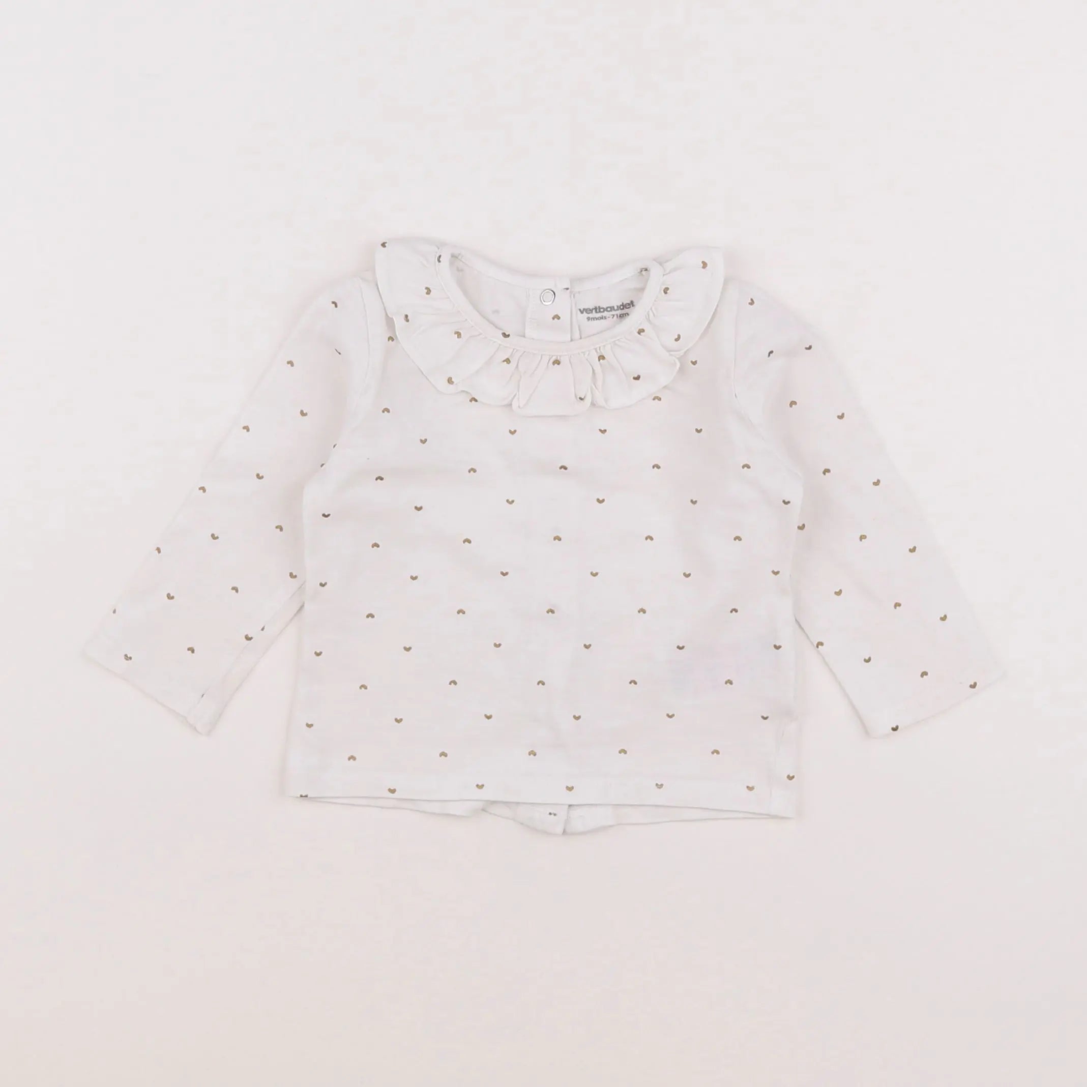 Vertbaudet - tee-shirt blanc, or - 9 mois