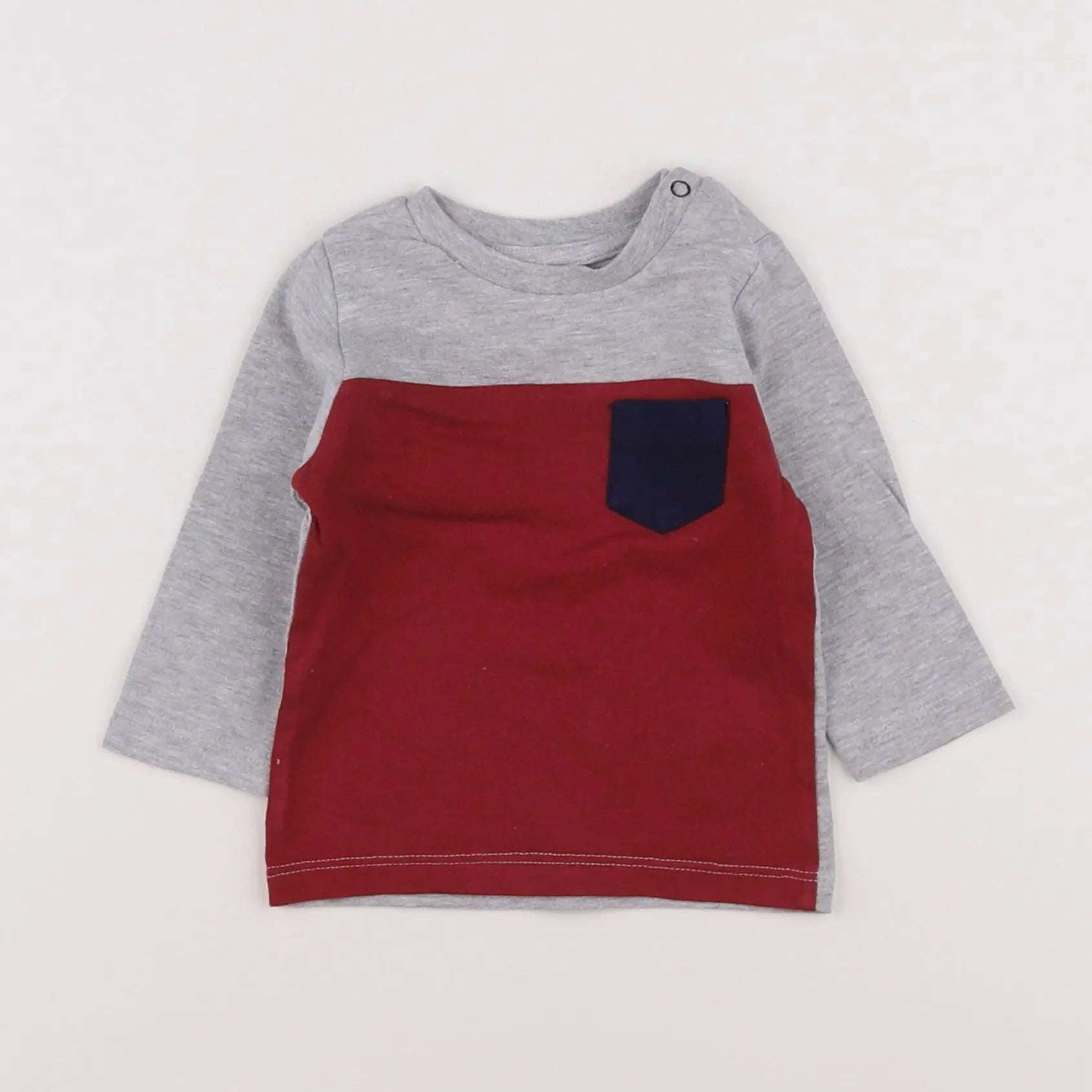 Vertbaudet - tee-shirt gris, rouge - 3 mois
