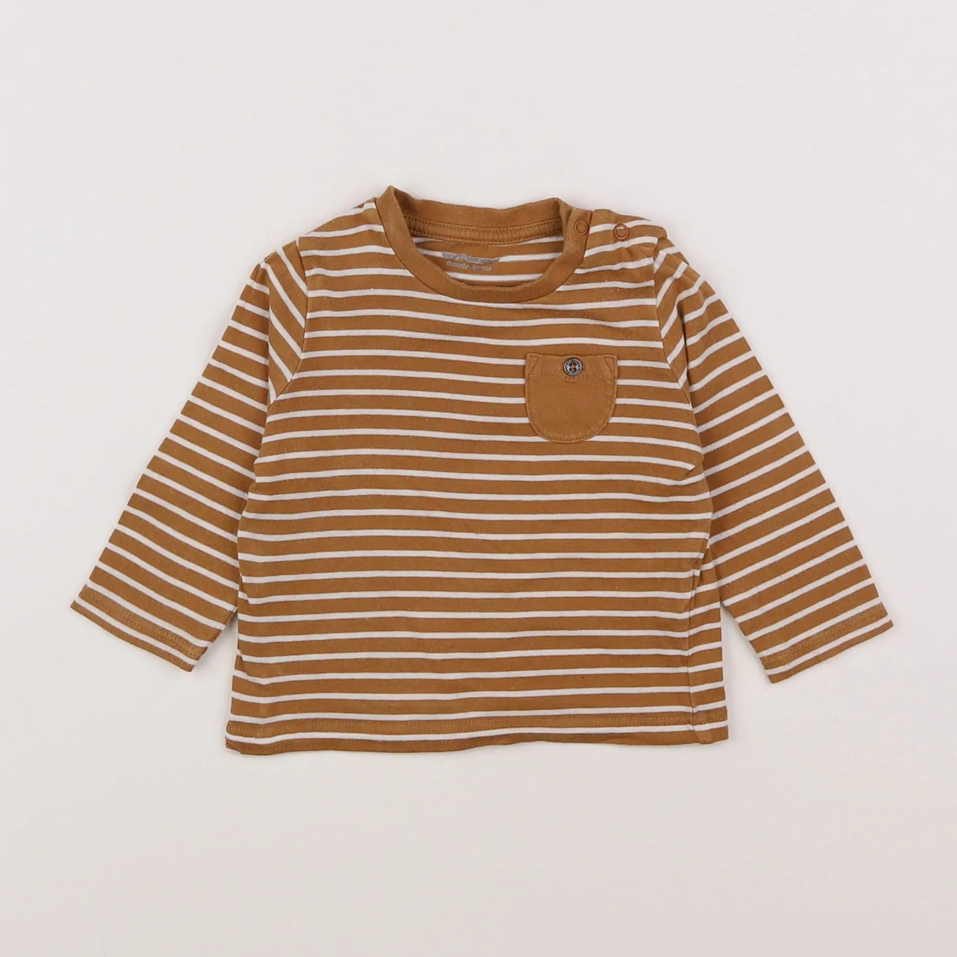 Vertbaudet - tee-shirt blanc, marron - 6 mois