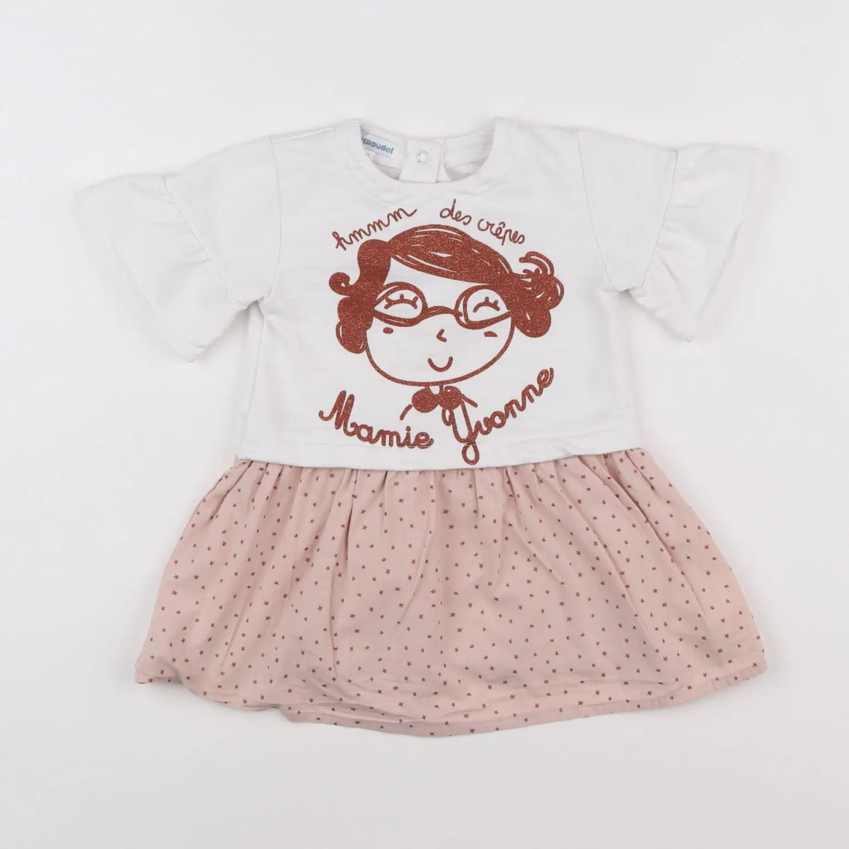 Vertbaudet - robe blanc, rose - 2 ans