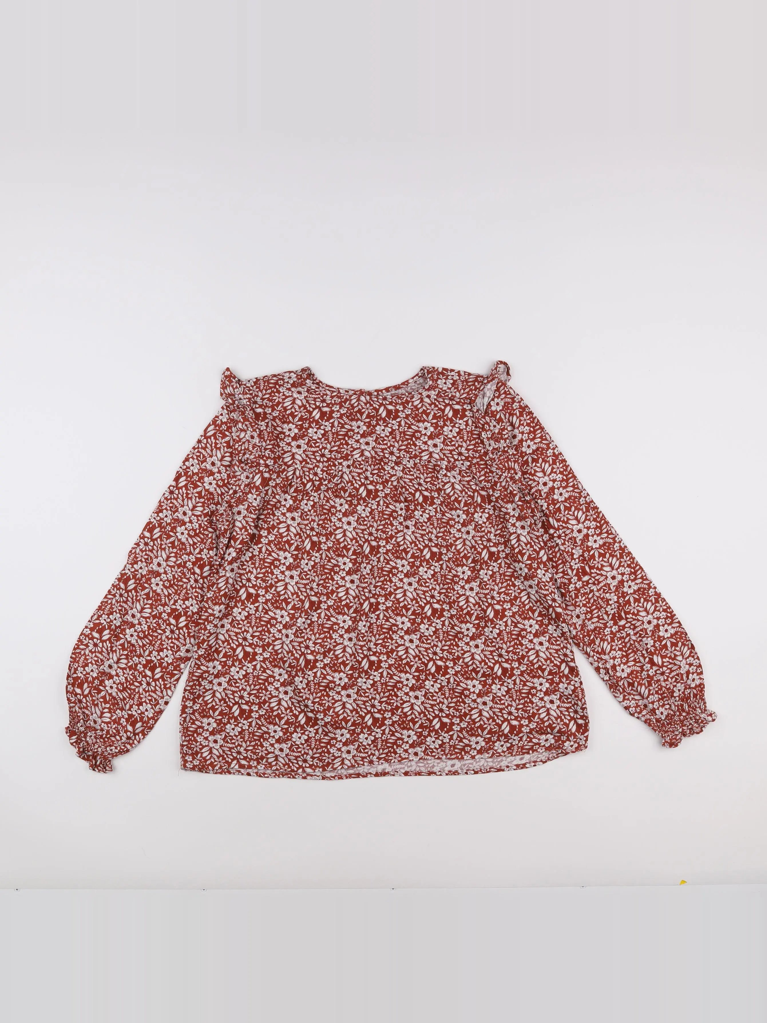 Vertbaudet - blouse marron, blanc - 12 ans