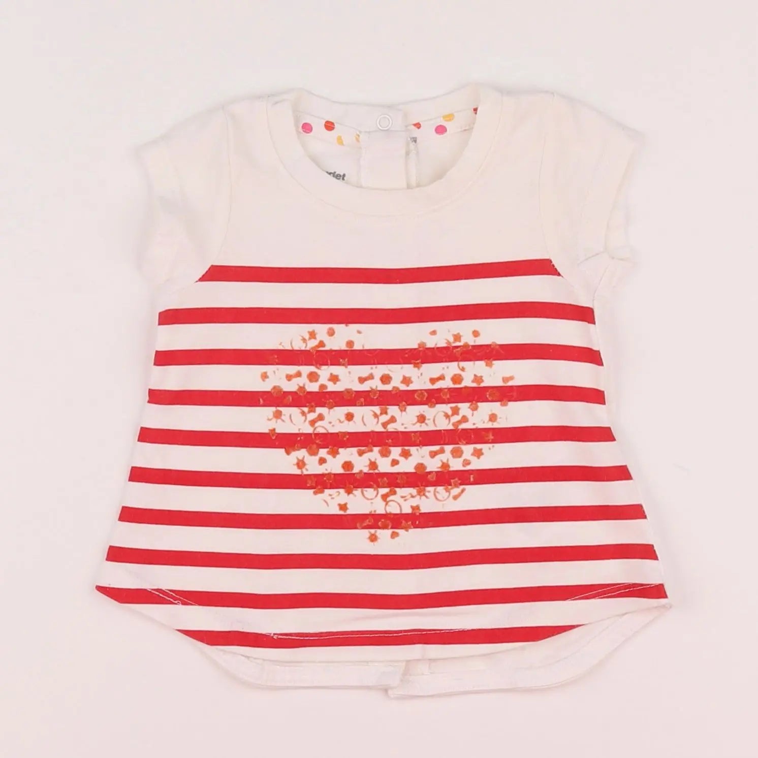 Vertbaudet - tee-shirt blanc, rouge - 3 mois
