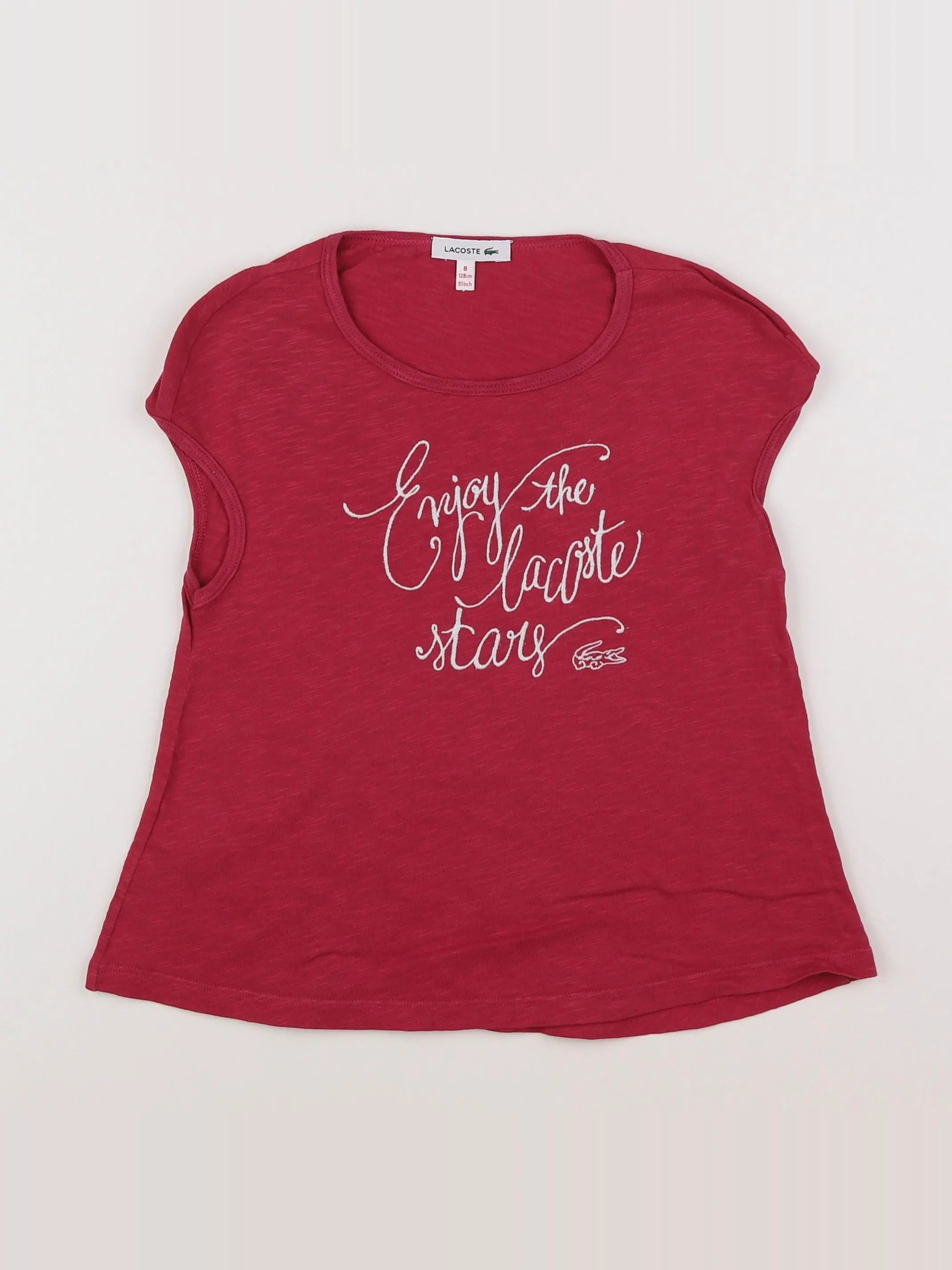 Lacoste - tee-shirt rose - 8 ans