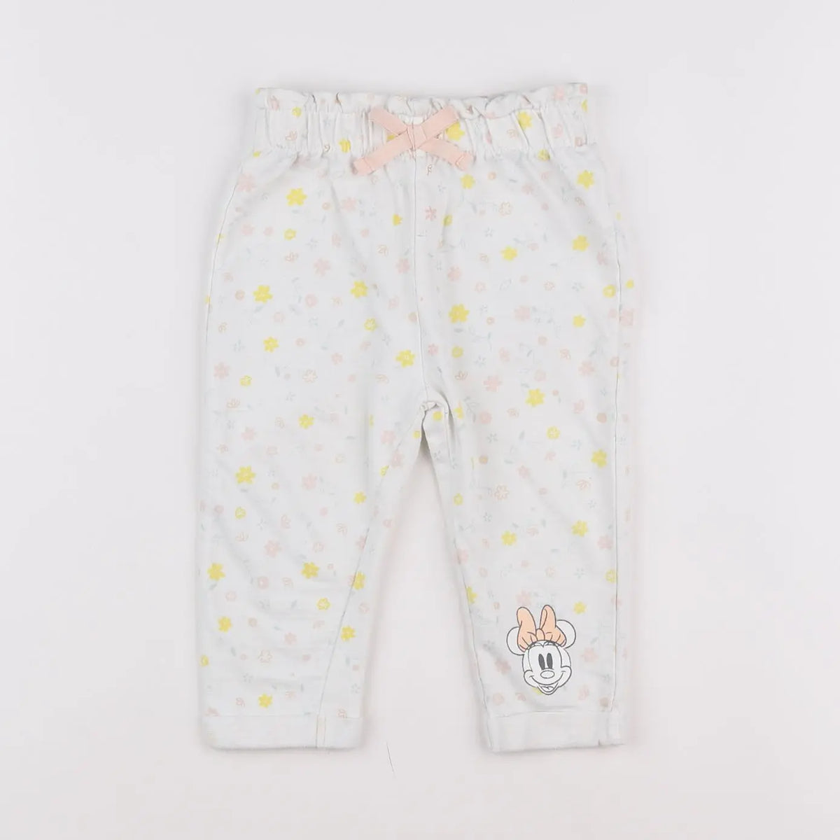 Vertbaudet - pantalon blanc, jaune - 12 mois