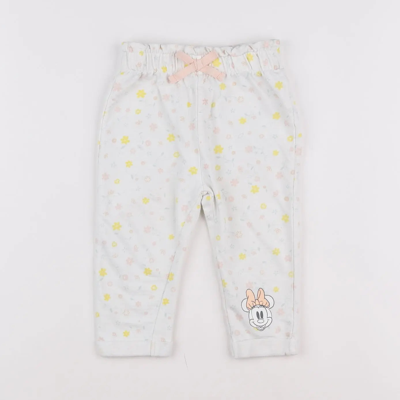 Vertbaudet - pantalon blanc, jaune - 12 mois