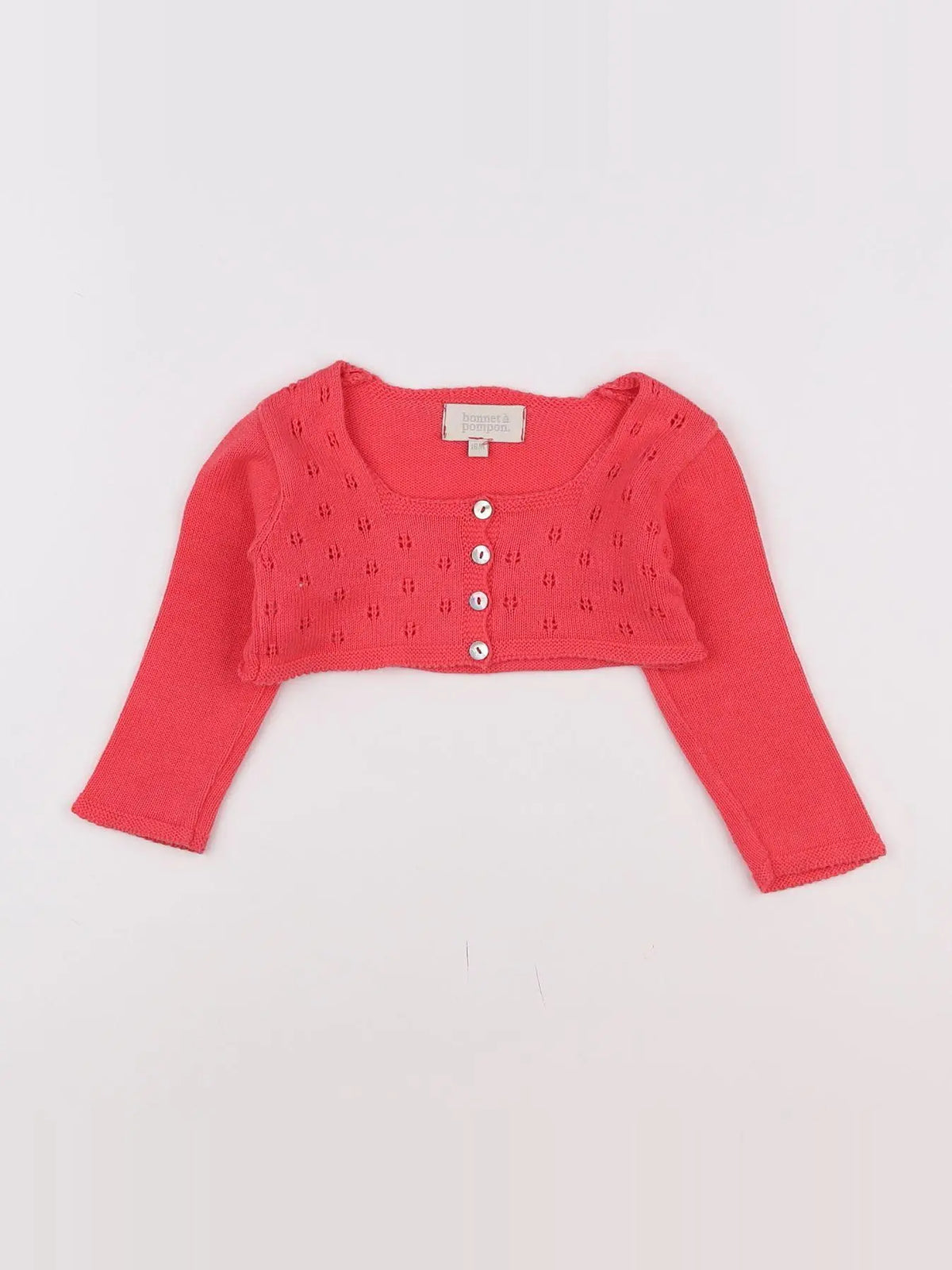 Bonnet à Pompon - gilet rose - 18 mois