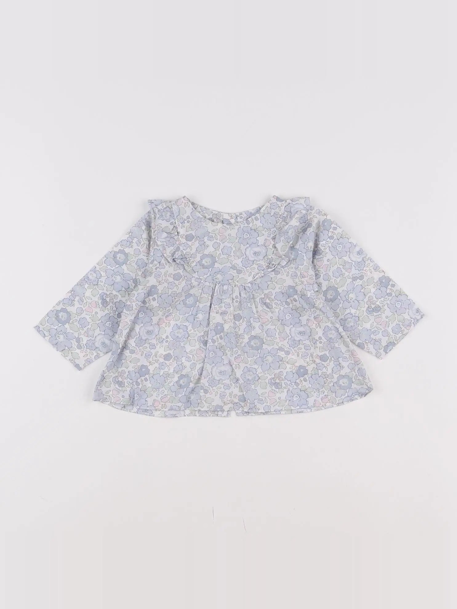 Jacadi - blouse liberty bleu, blanc - 6 mois