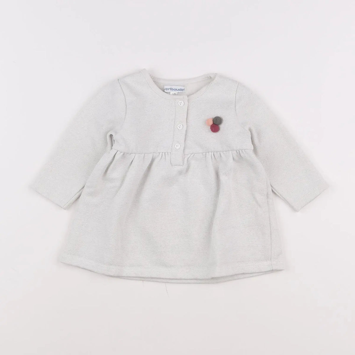 Vertbaudet - robe argent, gris - 12 mois