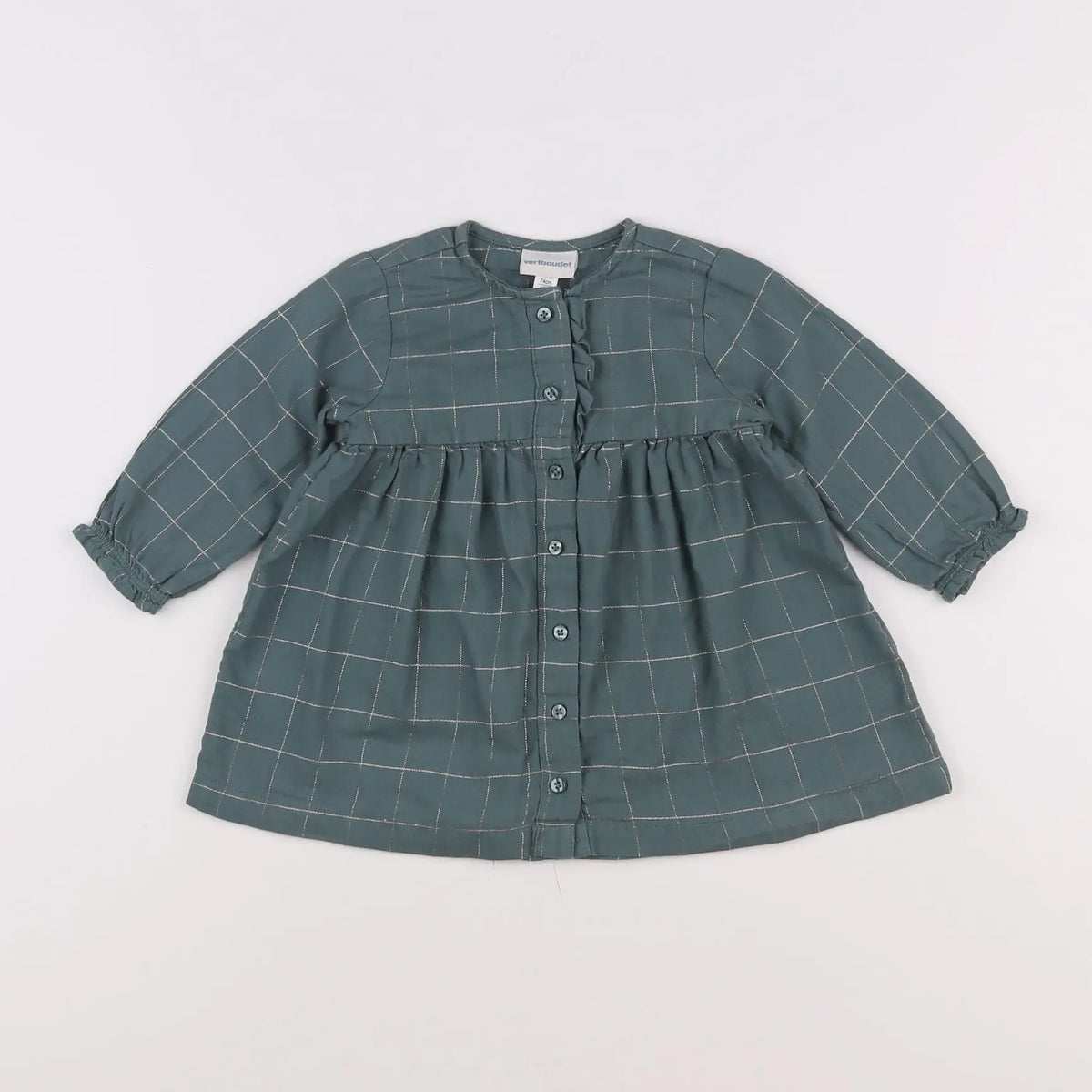 Vertbaudet - robe vert, or - 12 mois