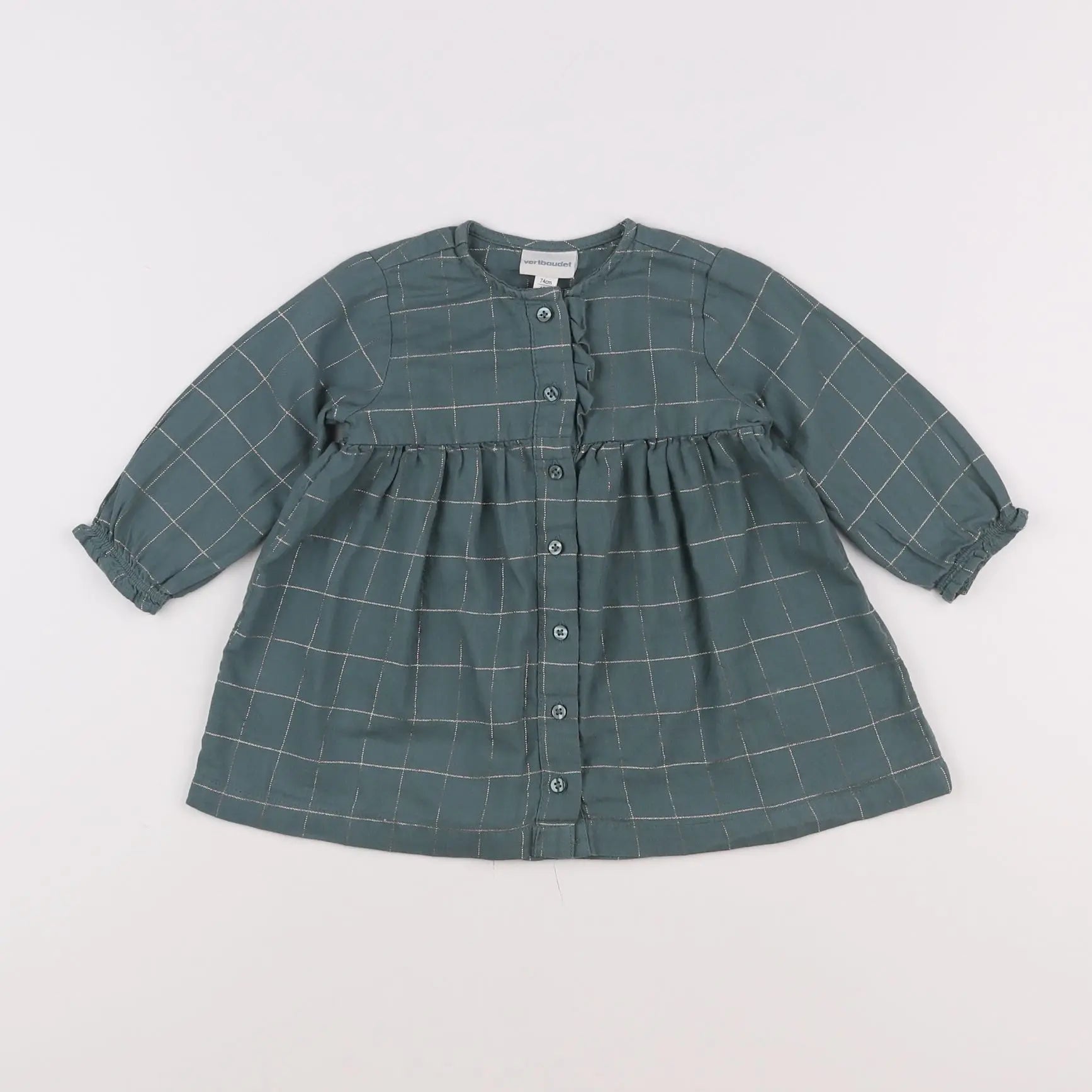 Vertbaudet - robe vert, or - 12 mois