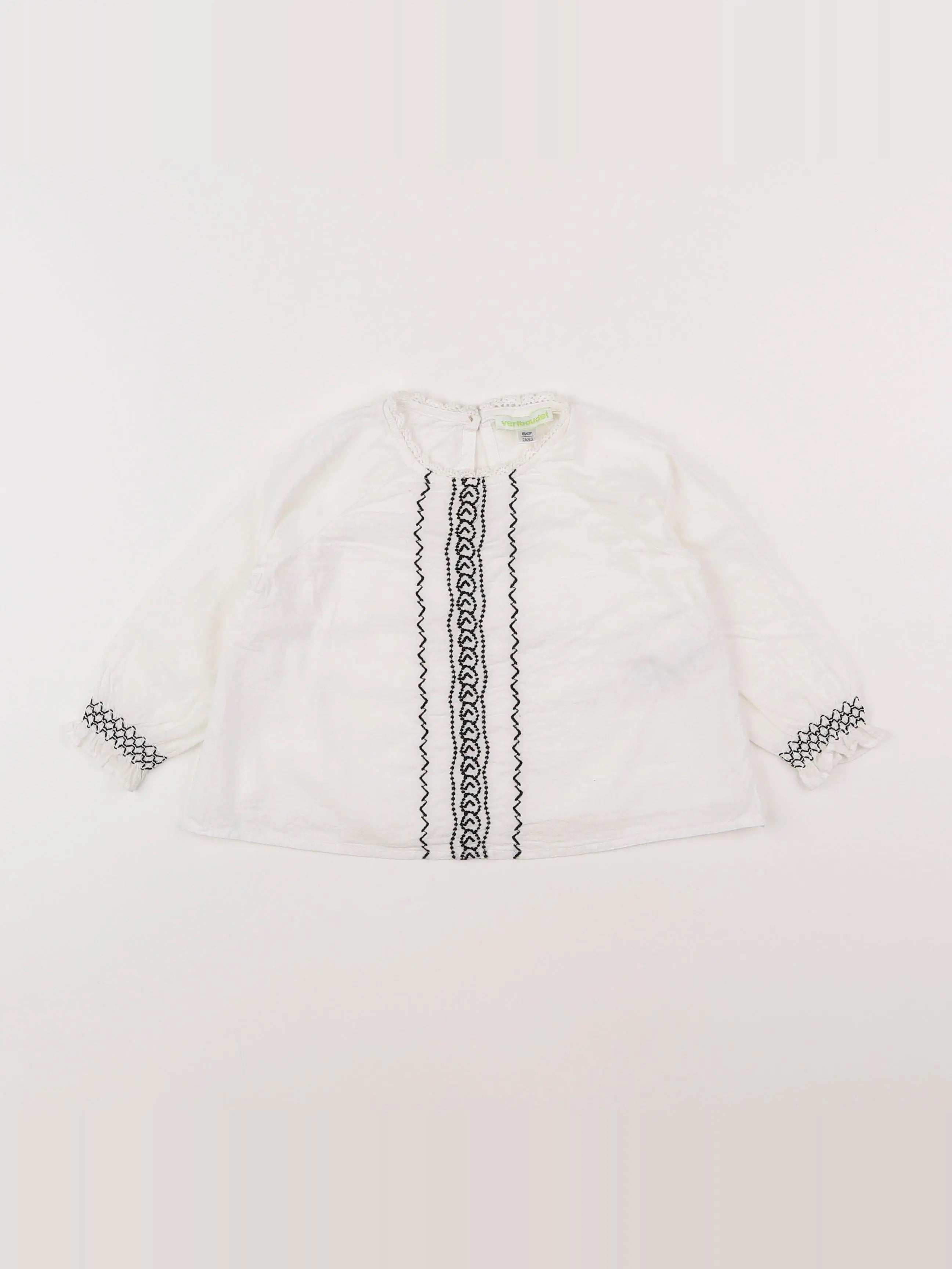 Vertbaudet - blouse blanc, noir - 2 ans